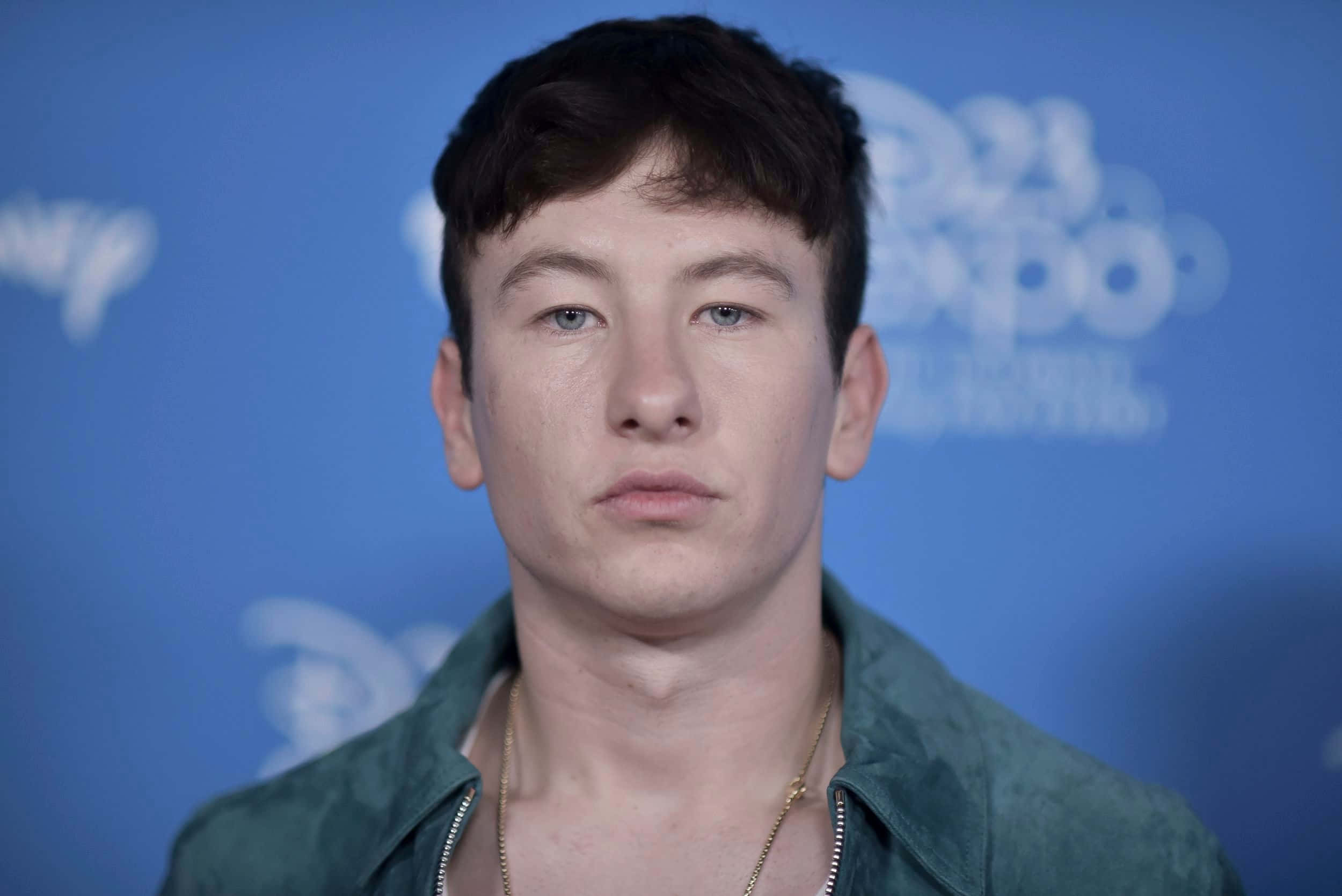 Barry Keoghan, blue backdrop, blue eyes, Full HD Desktop Wallpaper