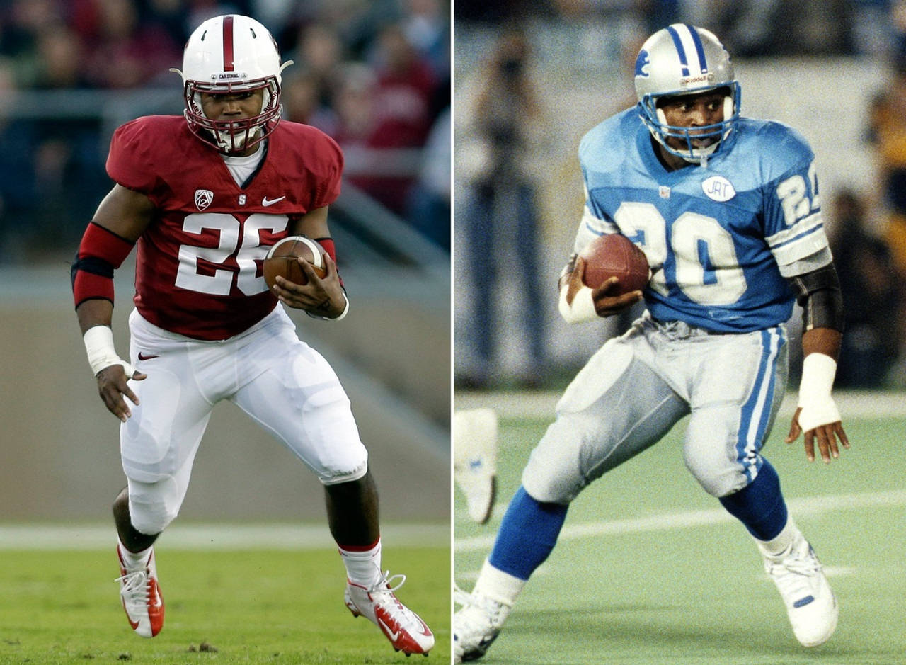 Barry Sanders, red jersey number 26, blue jersey number 20, HD Desktop Wallpaper