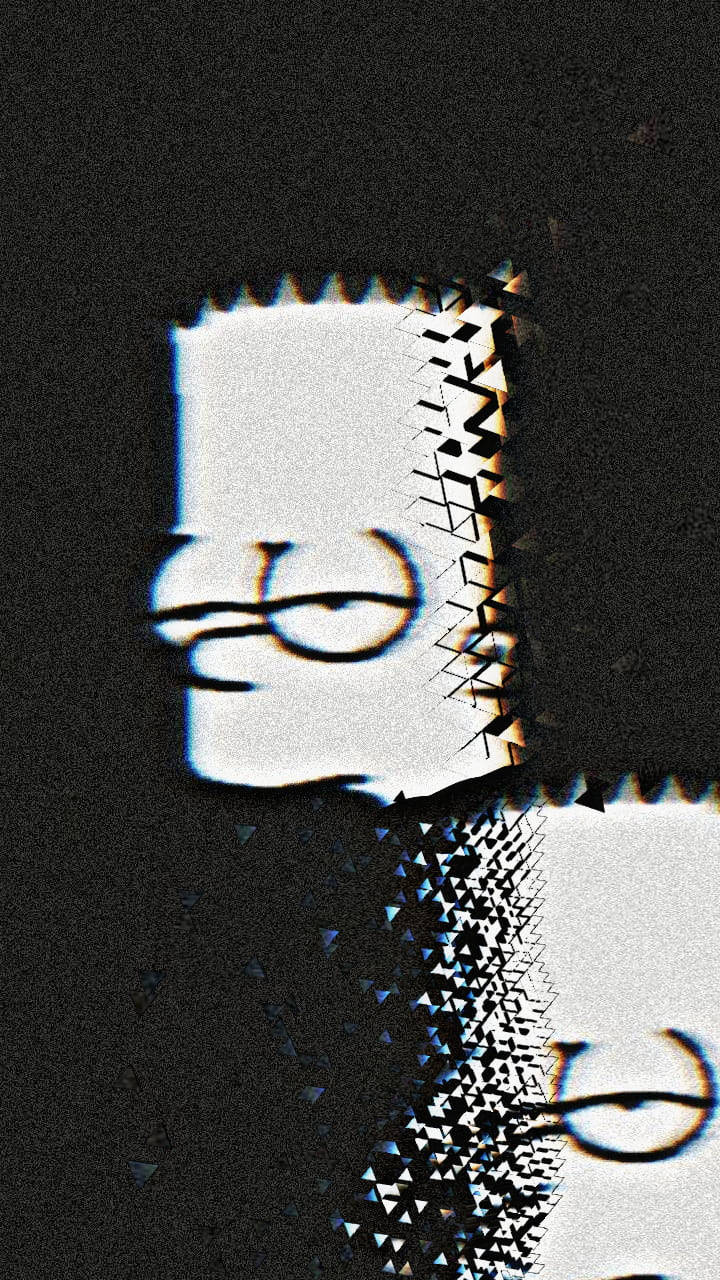 Bart Simpson, glitched, jagged digital distortion, HD Phone Wallpaper