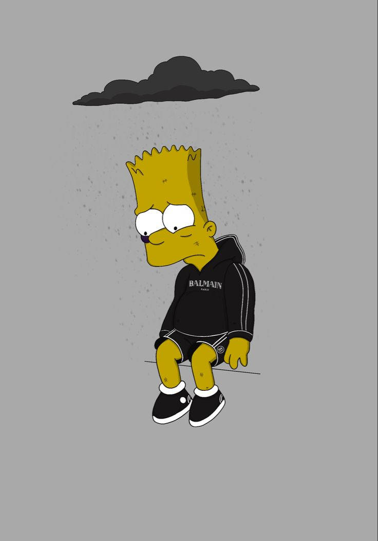 Bart Simpson, sad storm cloud, dark cloud, SD Phone Wallpaper