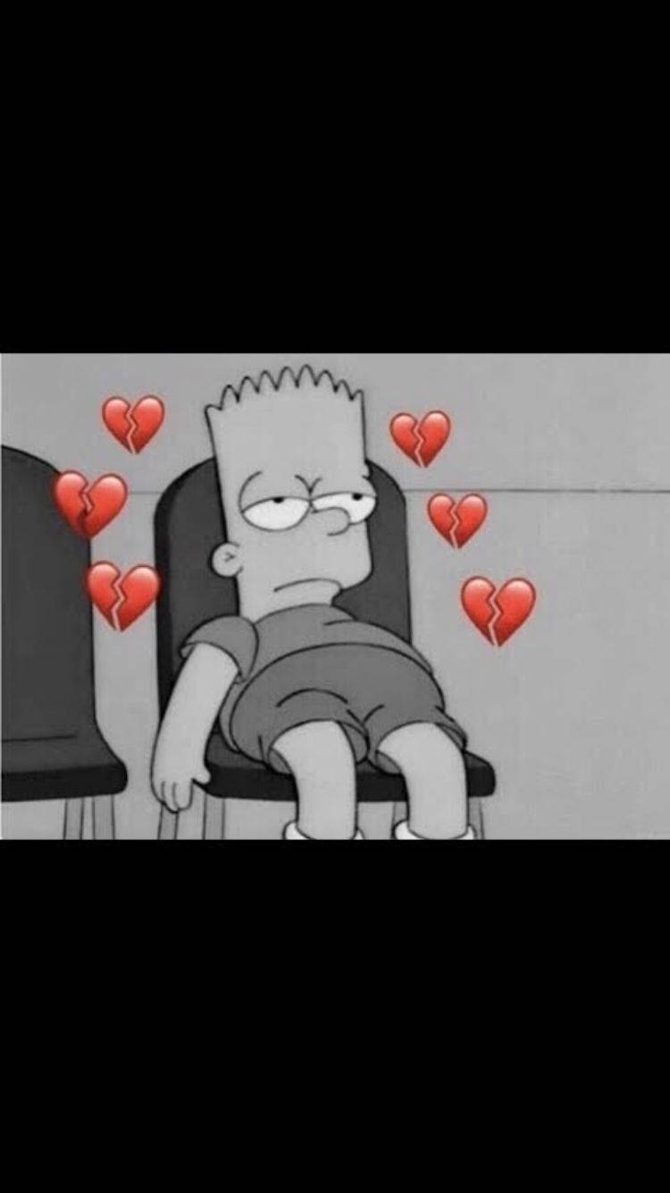 Bart Simpson, broken heart, red hearts, HD Phone Wallpaper