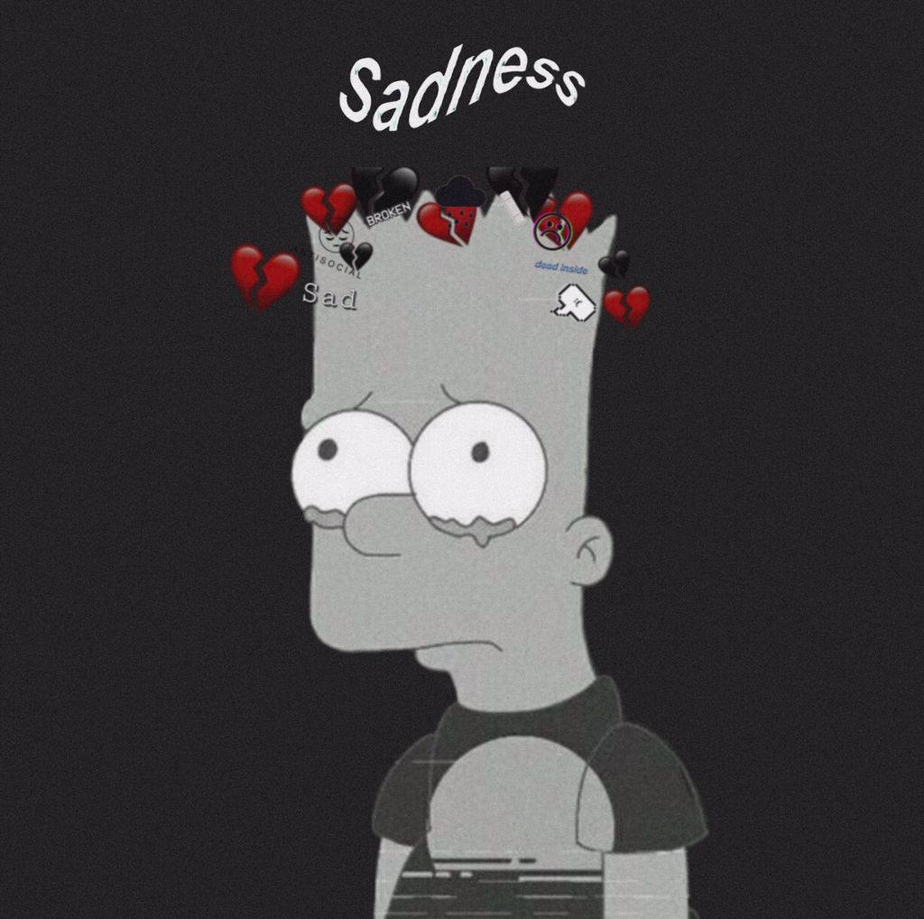 Bart Simpson, broken hearts, dark background, SD Desktop Wallpaper
