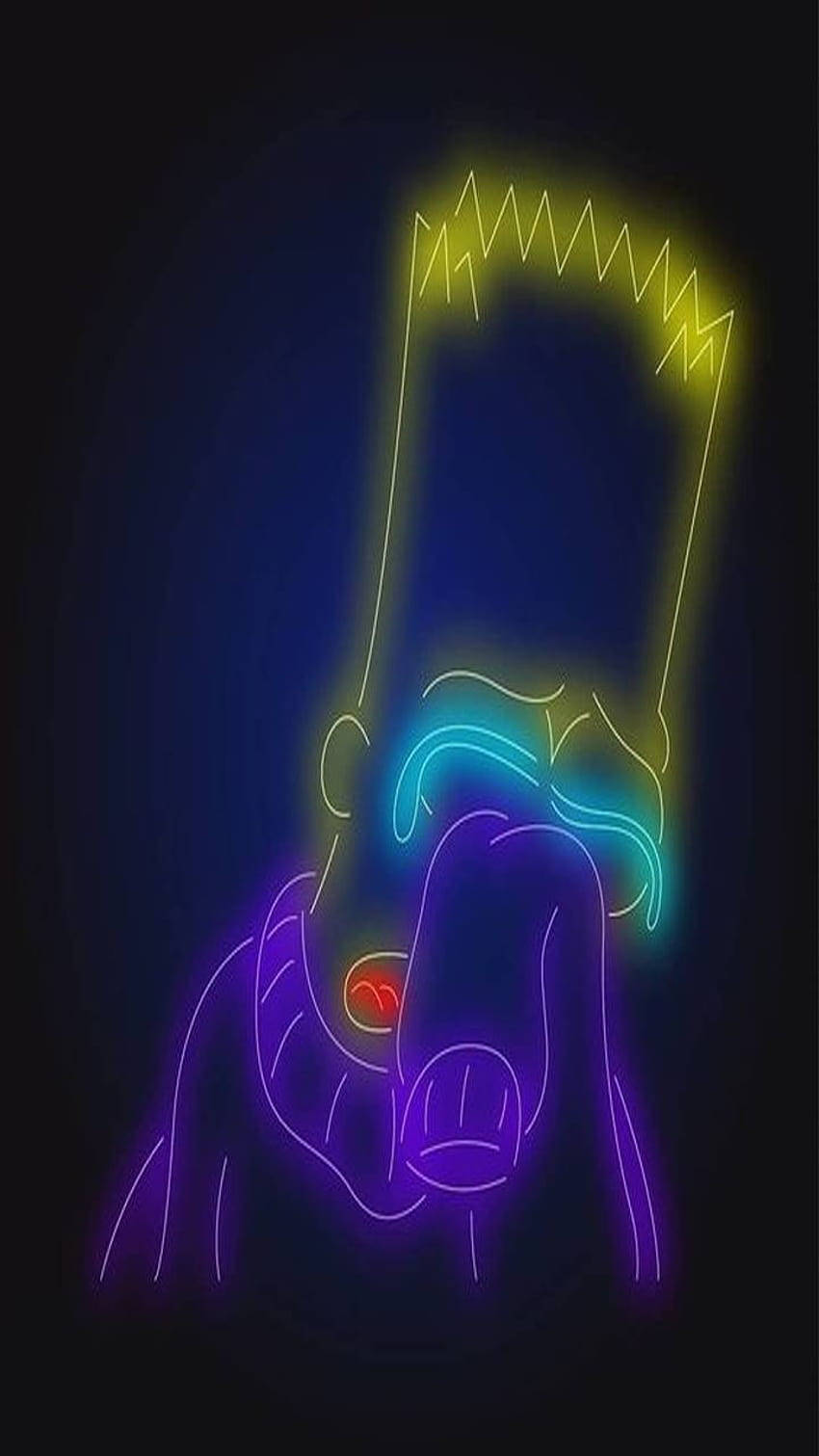 Bart Simpson, neon outline, vibrant colors, HD Phone Wallpaper