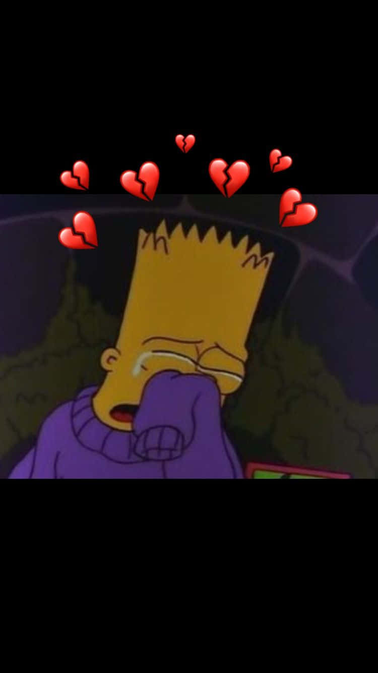 Bart Simpson, broken heart emojis, dark scene, HD Phone Wallpaper