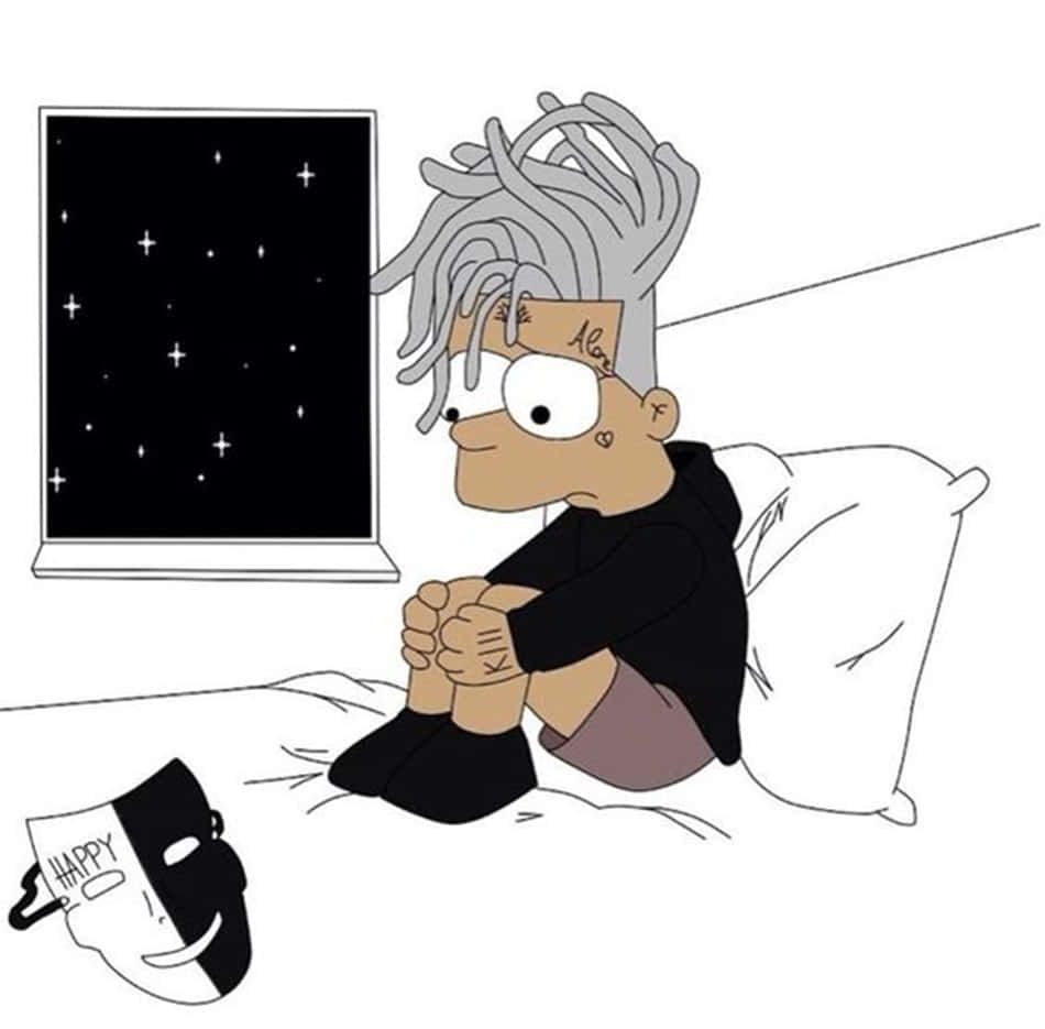 Bart Simpson, grey dreadlocks, white room, SD Desktop Wallpaper