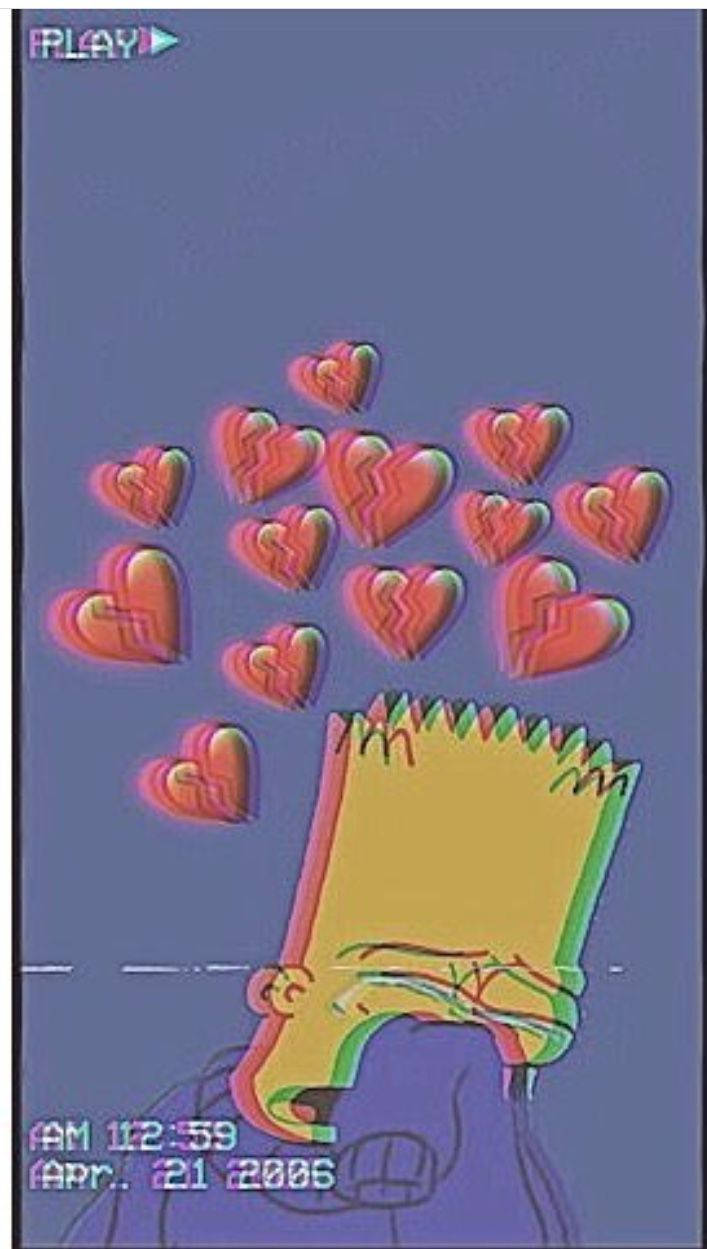 Bart Simpson, broken hearts, purple digital background, SD Phone Wallpaper