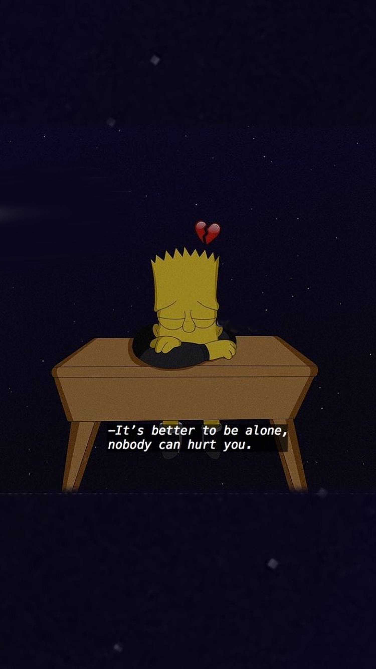 Bart Simpson, starry night sky, wooden table, 2K Phone Wallpaper