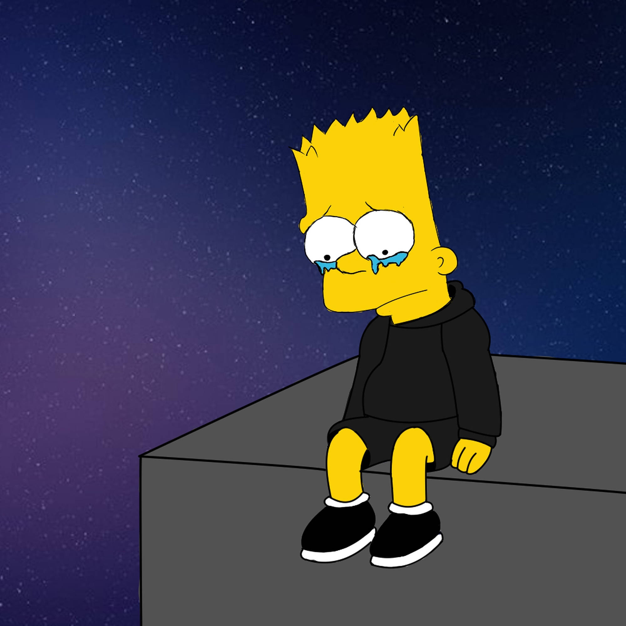Bart Simpson, rooftop, night, Full HD Desktop Wallpaper