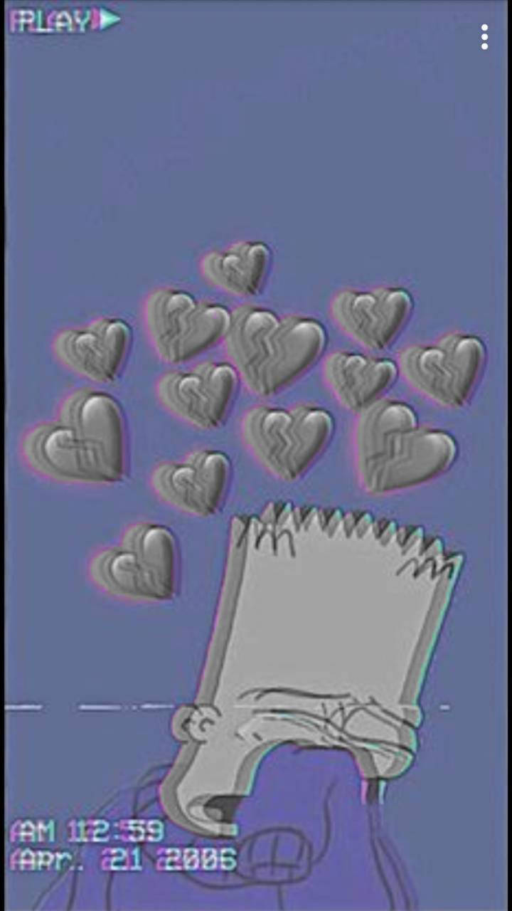 Bart Simpson, broken hearts, glitchy digital animation, HD Phone Wallpaper