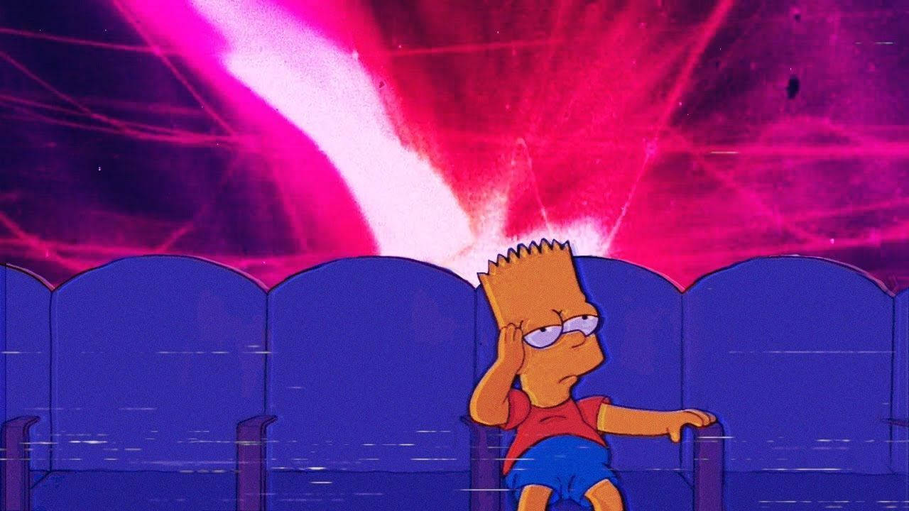 Bart Simpson, theatre setting, vibrant pink and purple cosmic explosion, HD Desktop Wallpaper