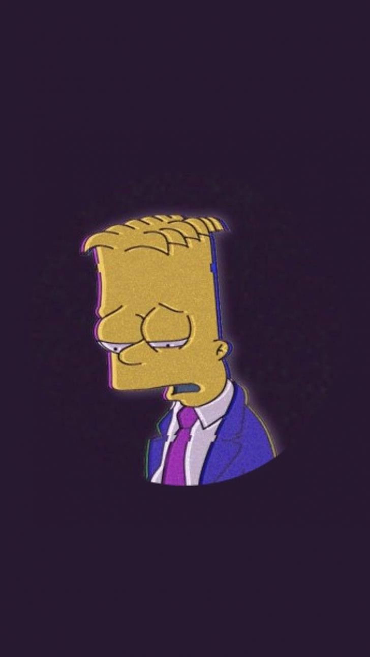 Bart Simpson, tuxedo, dark purple background, 2K Phone Wallpaper
