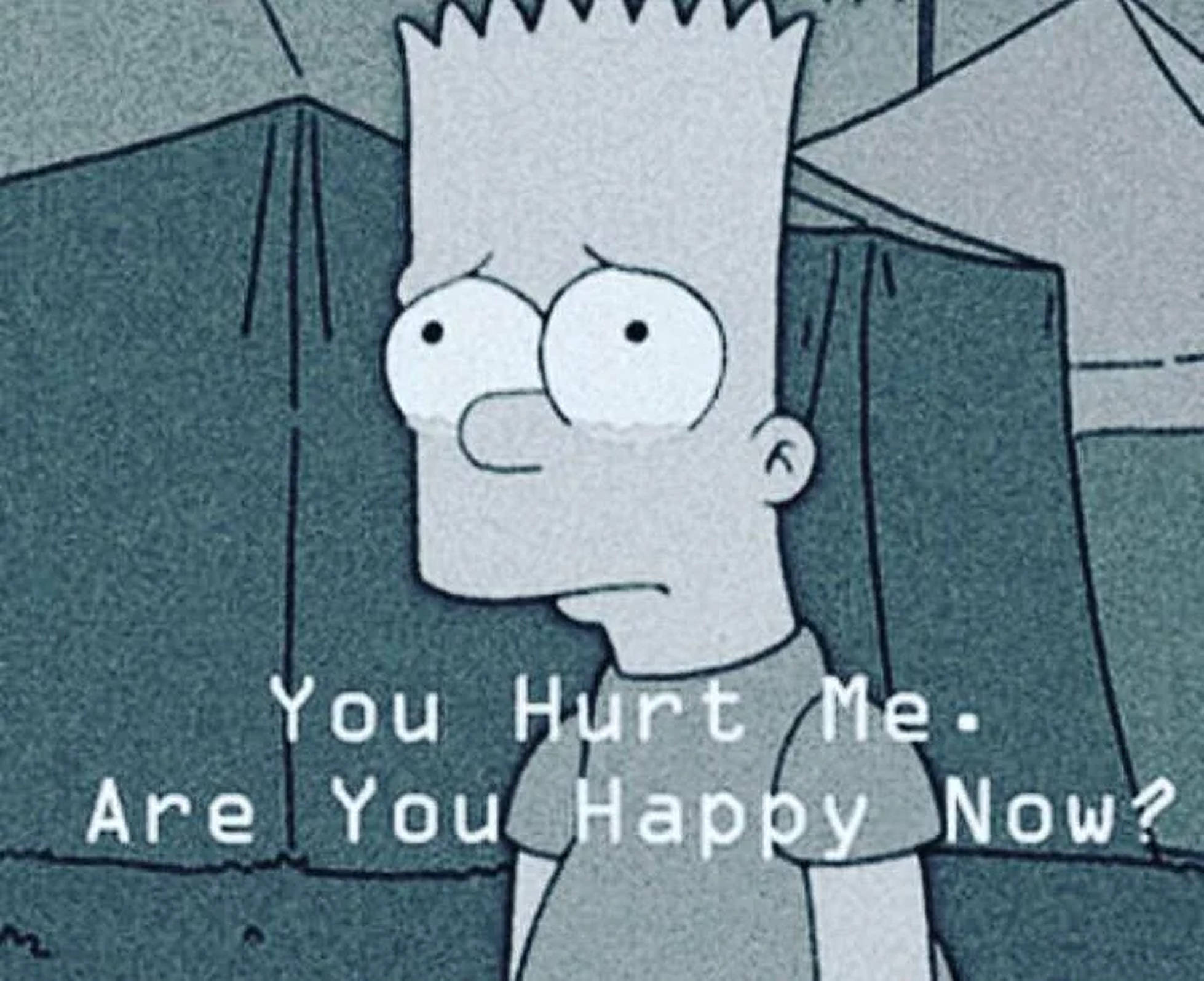 Bart Simpson, muted teal background, text overlay, Full HD Desktop Wallpaper
