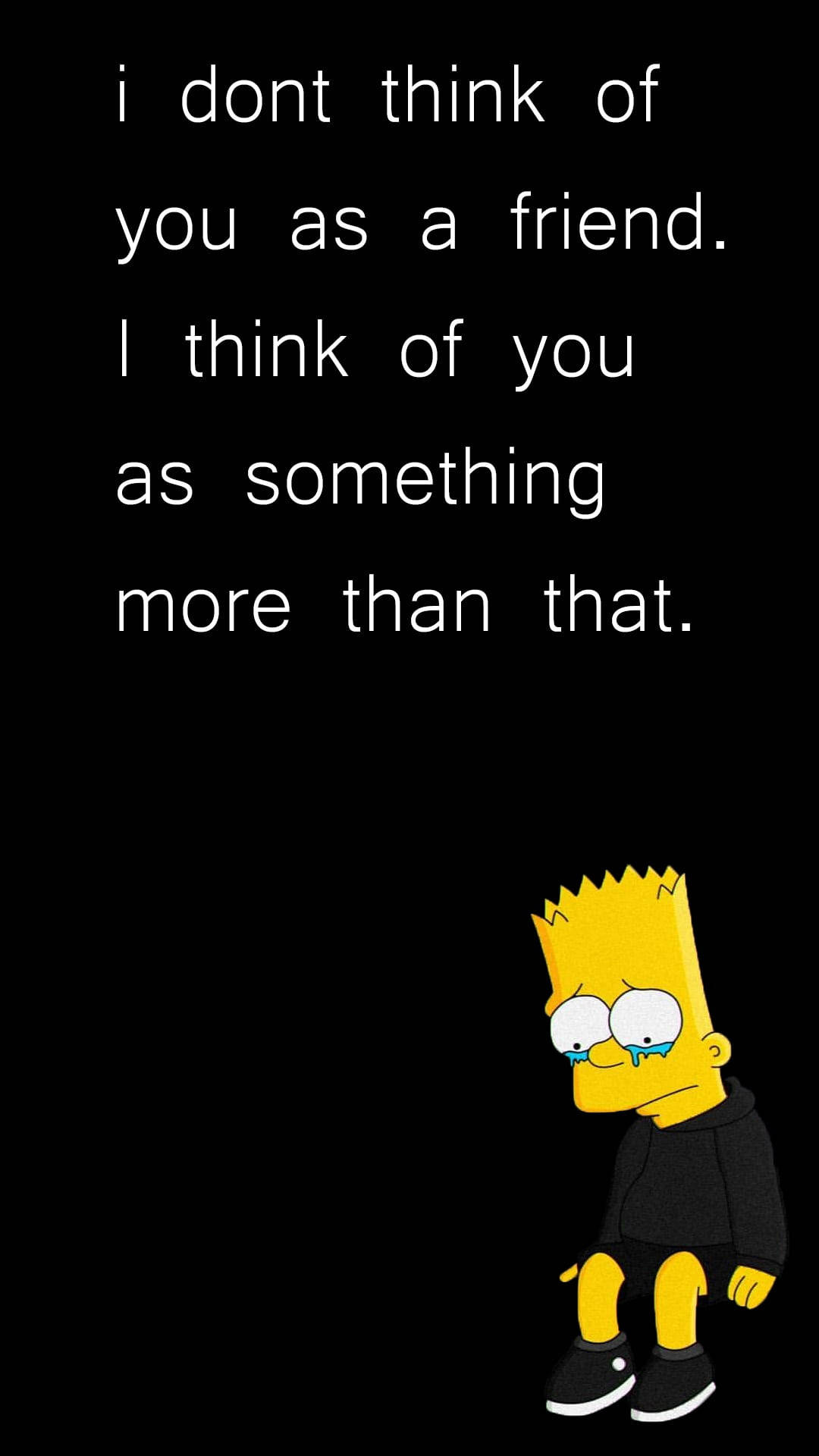 Bart Simpson, black background, white text, Full HD Phone Wallpaper