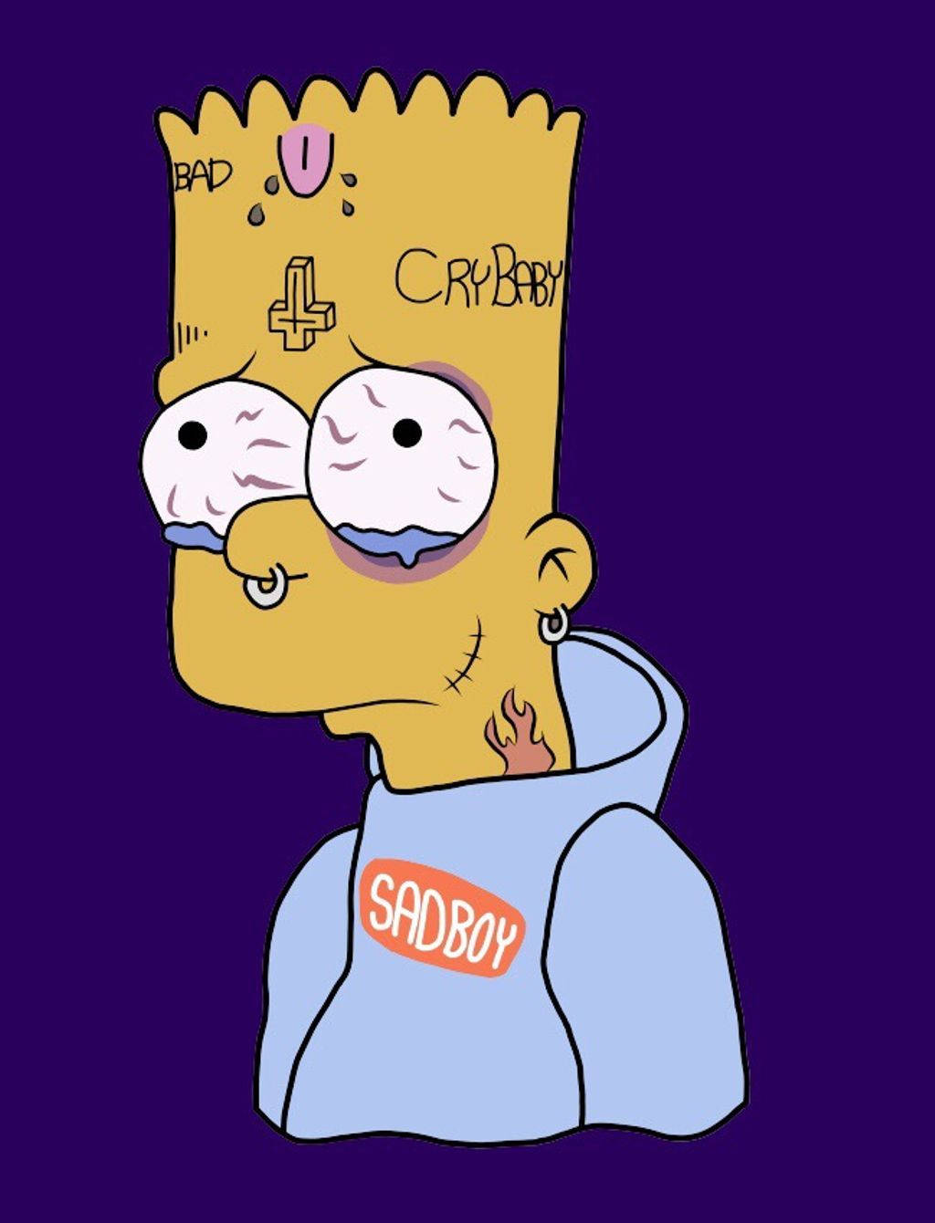 Bart Simpson, SADBOY hoodie, tattoos, HD Phone Wallpaper