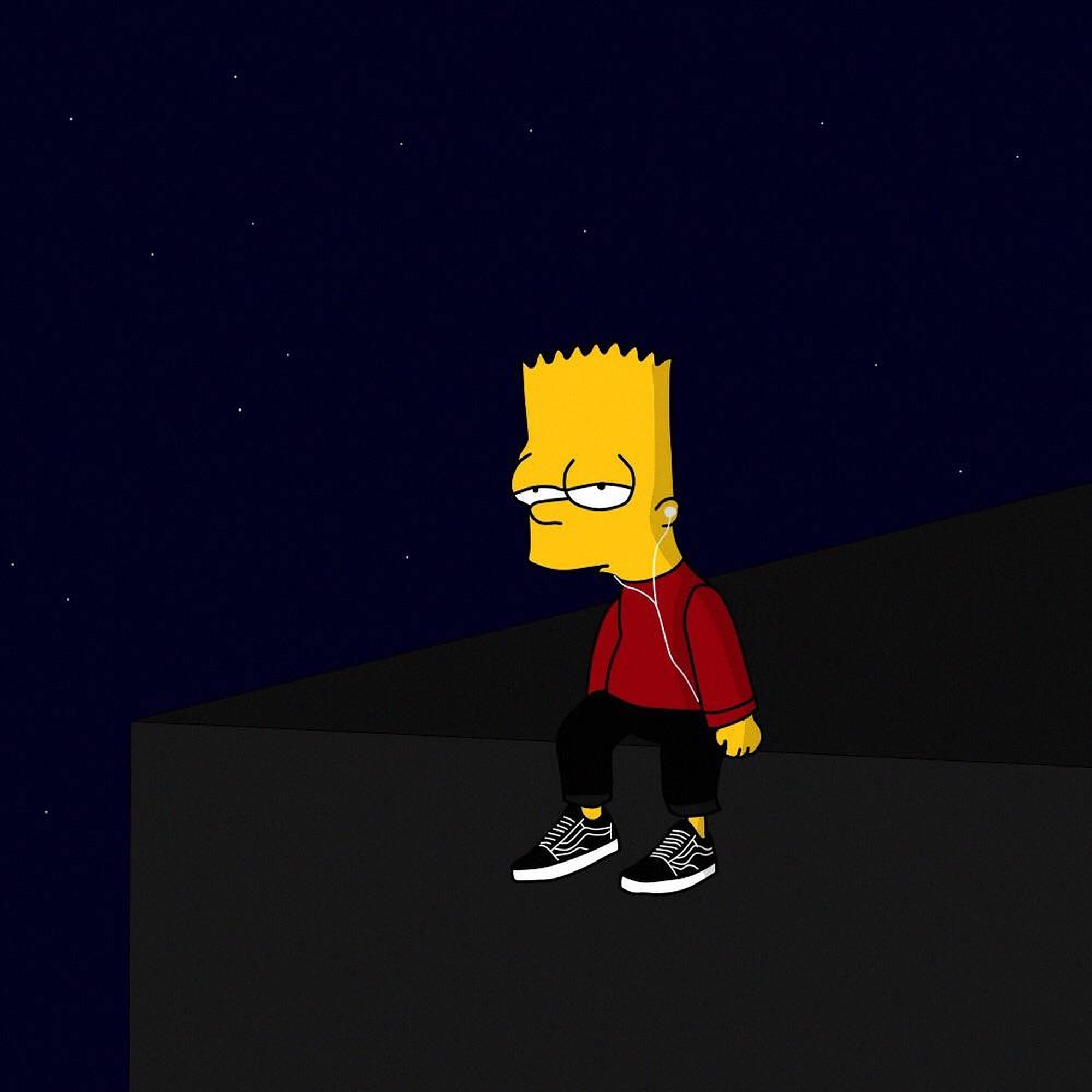 Bart Simpson, rooftop, night, Full HD Desktop Wallpaper