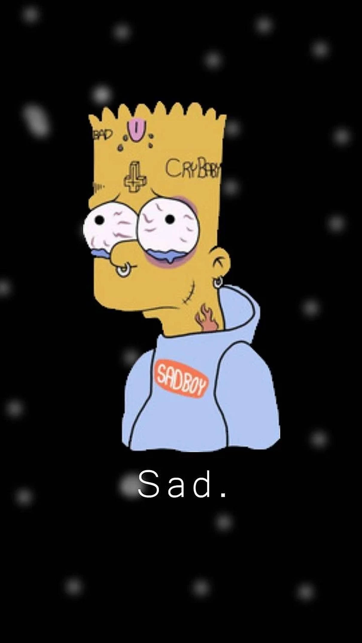 Bart Simpson, Sadboy hoodie, starry black background, Full HD Phone Wallpaper