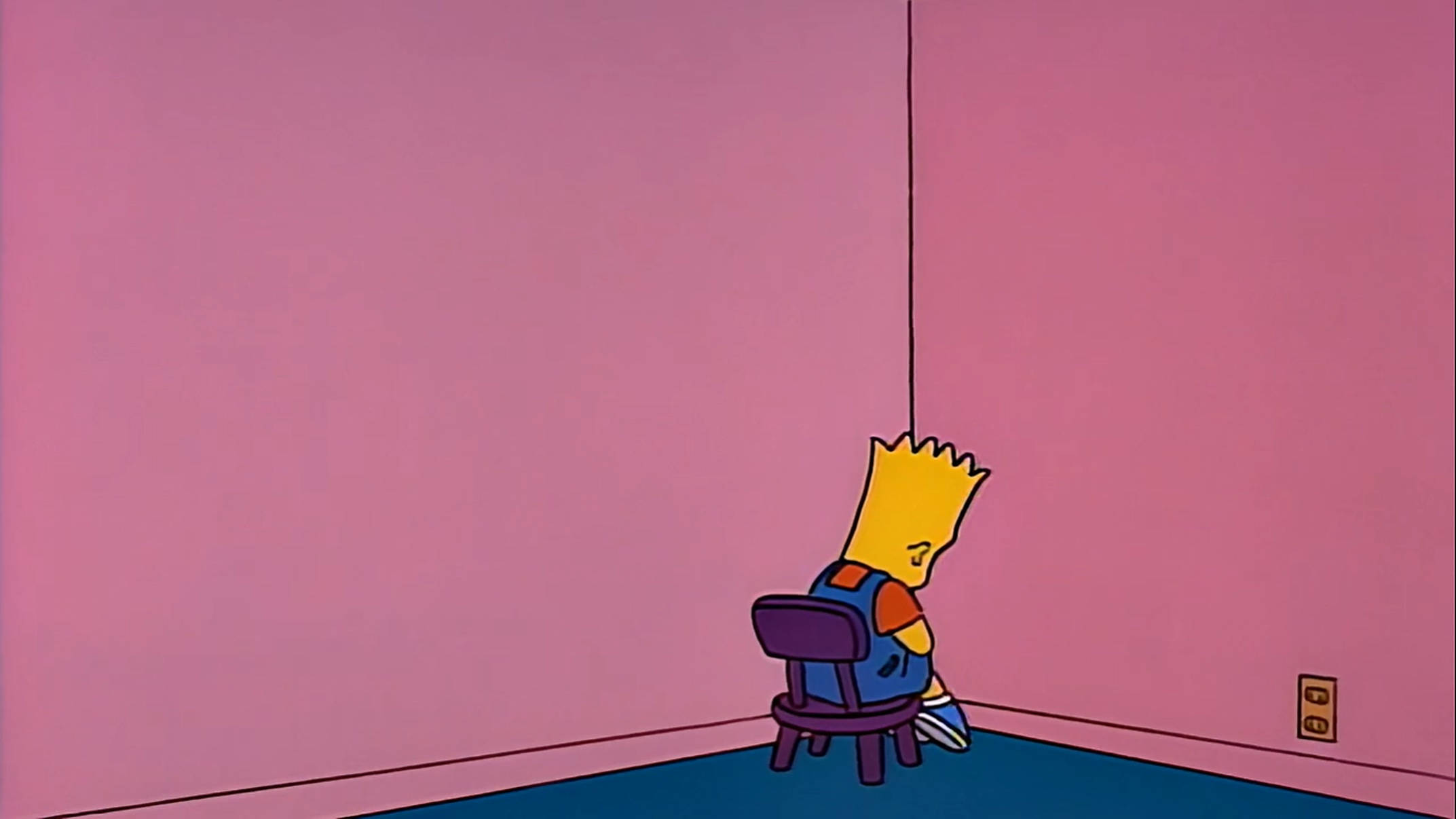 Bart Simpson, purple stool, pink-walled room, Full HD Desktop Wallpaper