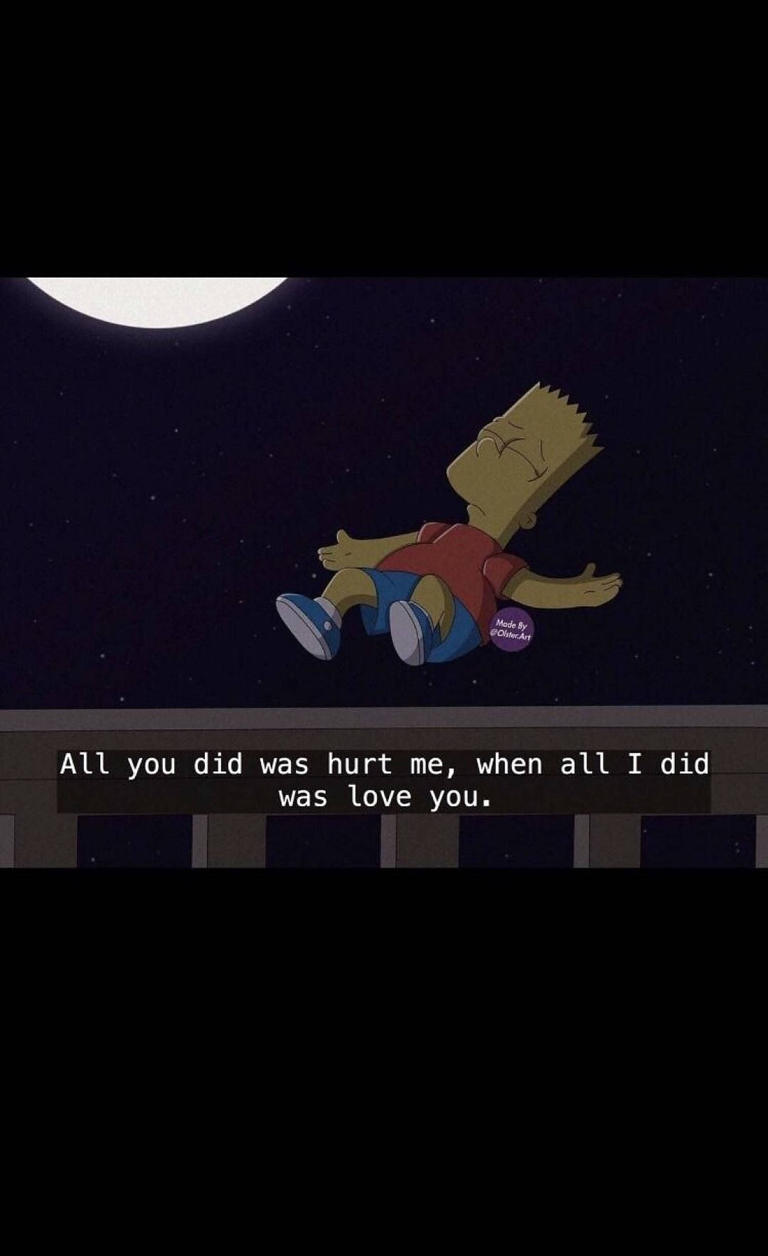 Bart Simpson, full moon, starry night sky, Full HD Phone Wallpaper
