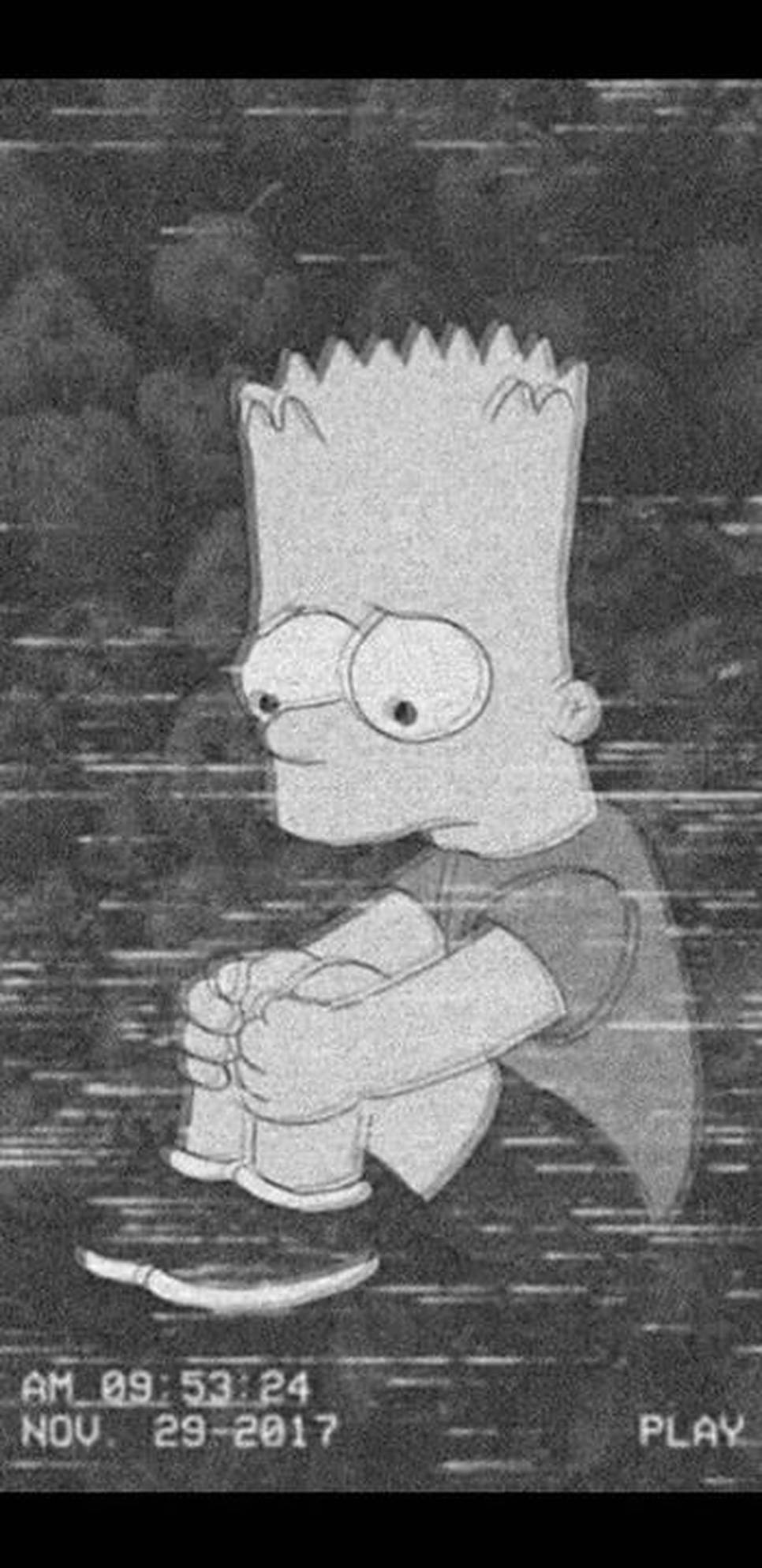 Bart Simpson, grayscale, scan lines, Full HD Phone Wallpaper