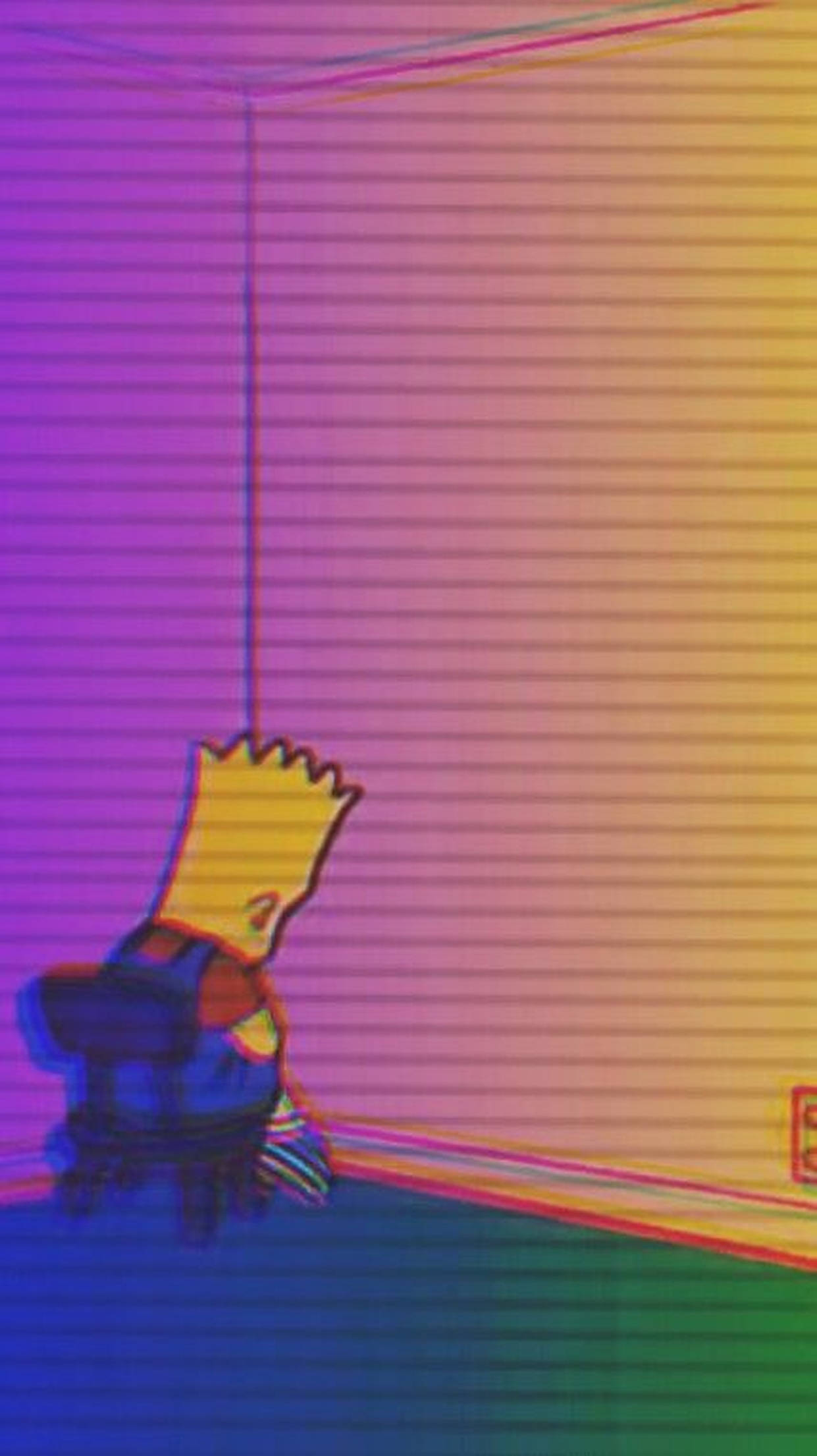 Bart Simpson, pink yellow gradient, vibrant gradient lighting, Full HD Phone Wallpaper