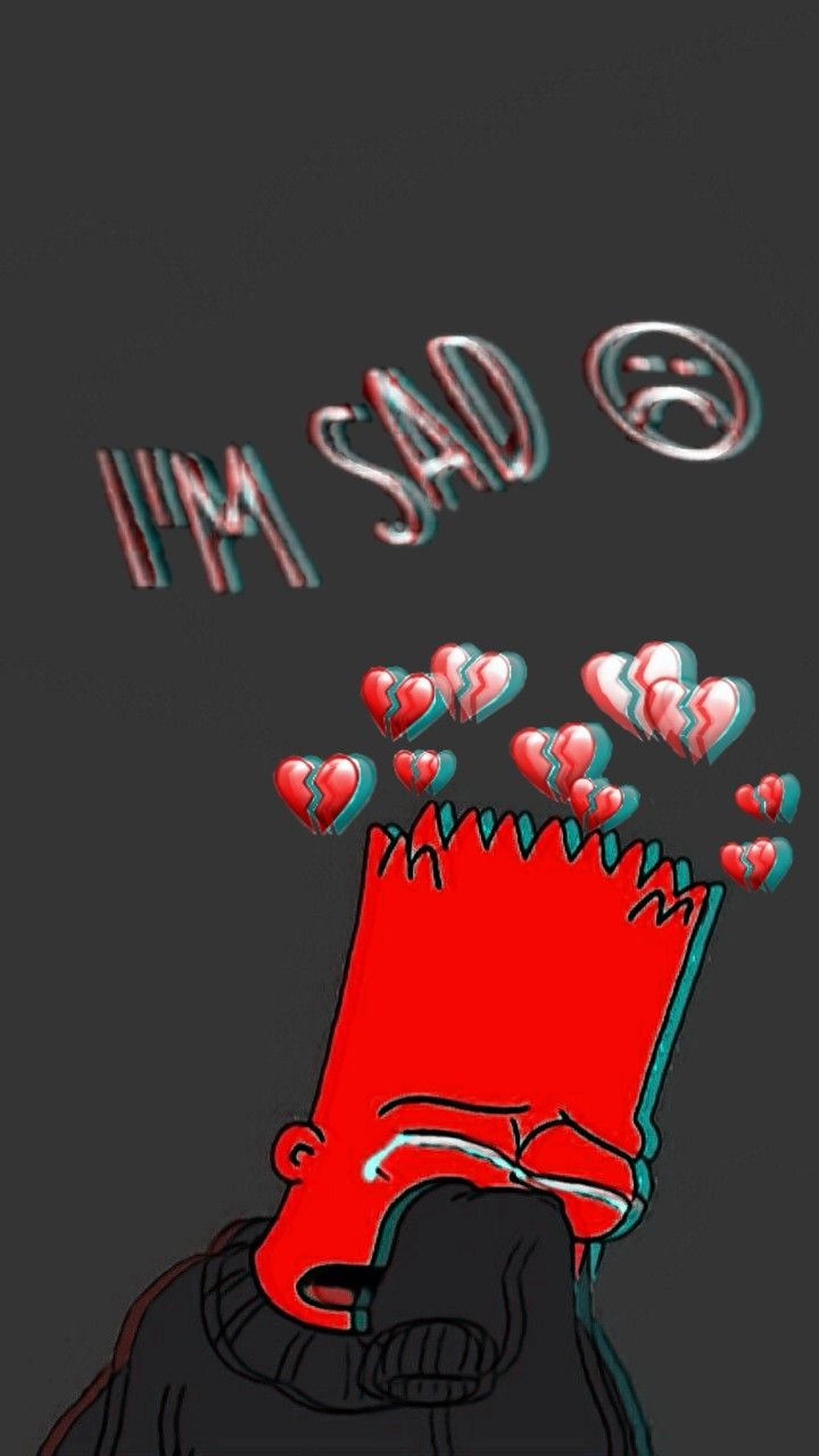 Bart Simpson, I'm Sad, broken hearts, 2K Phone Wallpaper