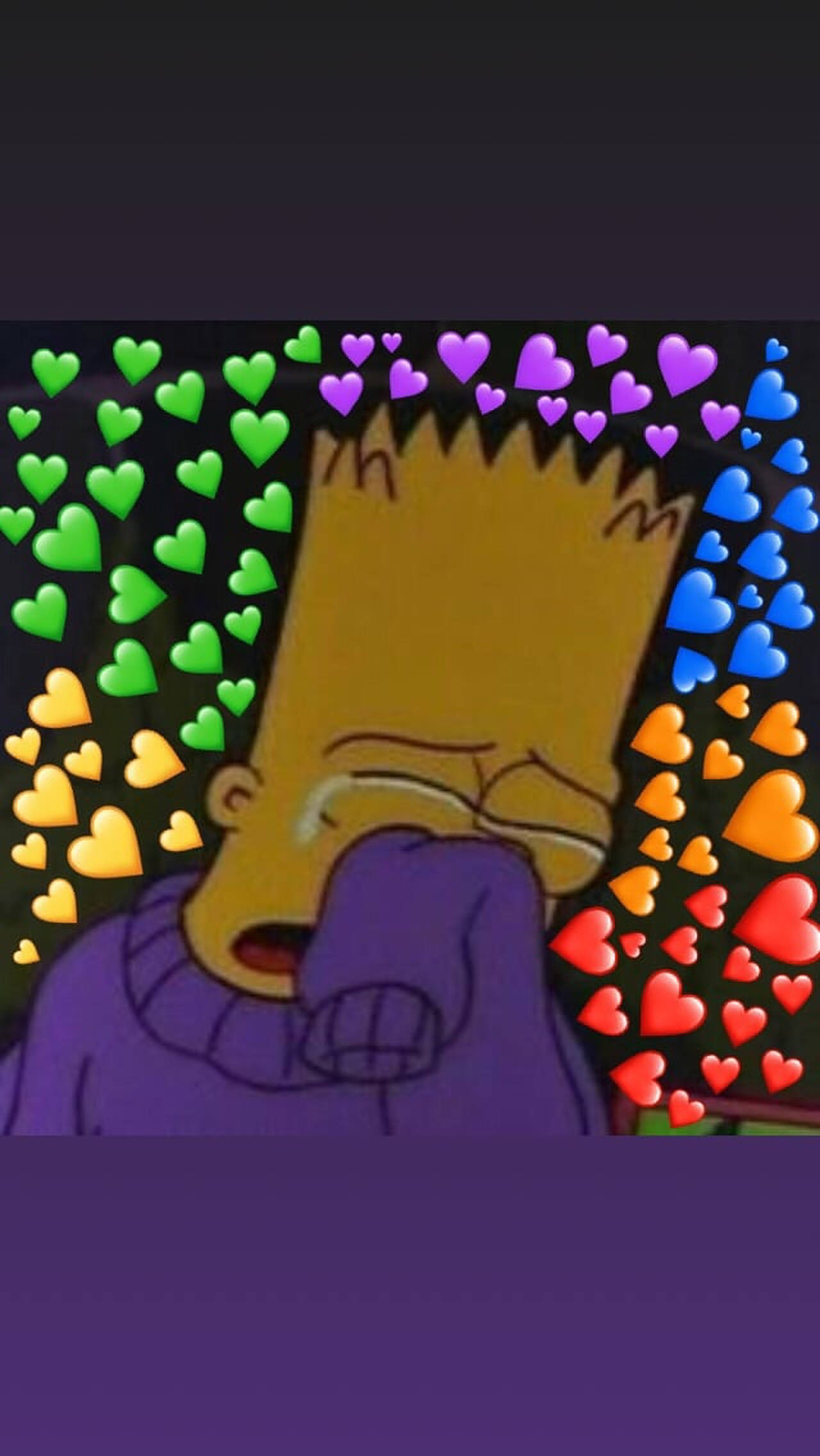 Bart Simpson, purple sweater, colorful hearts, Full HD Phone Wallpaper