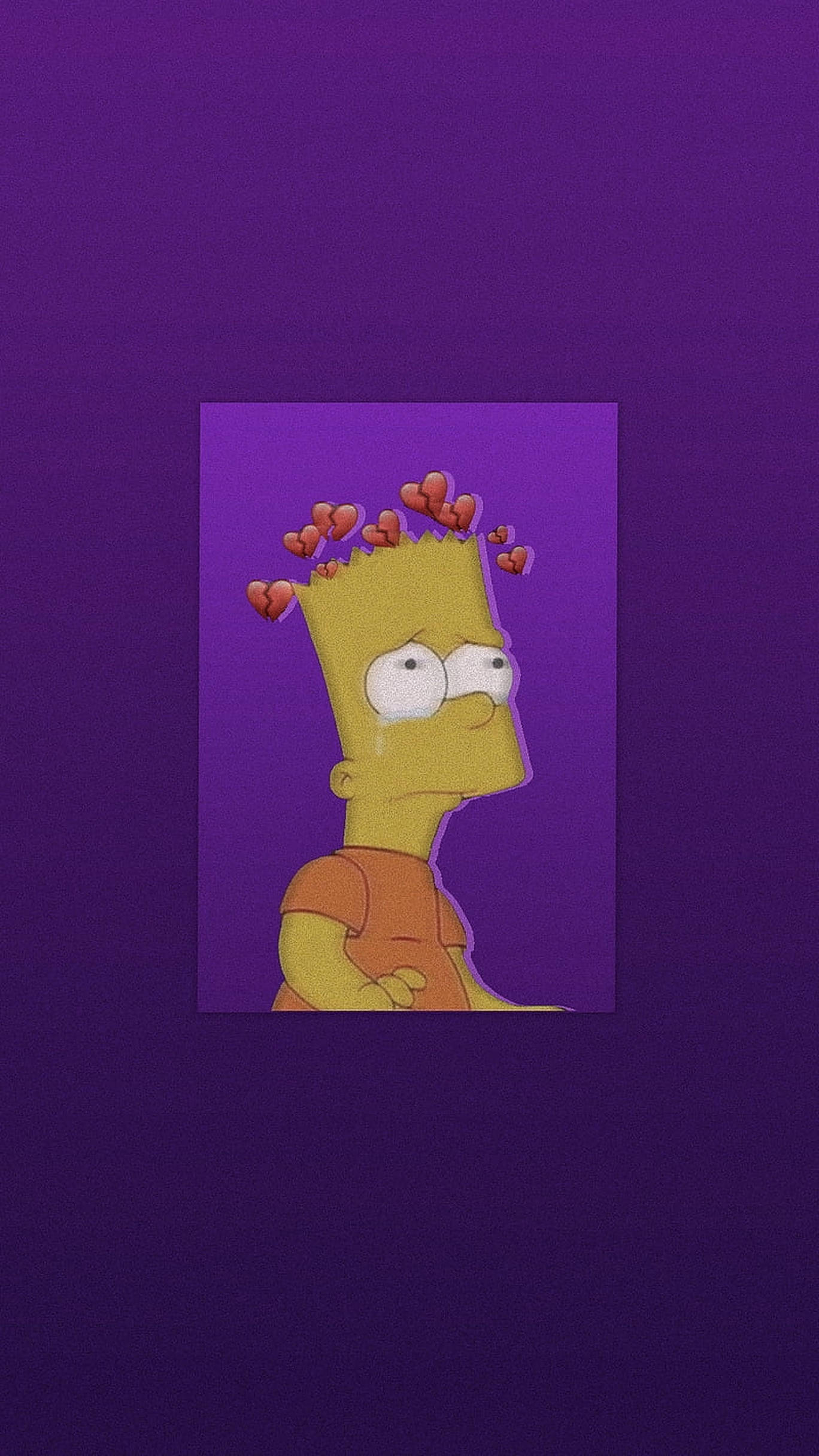 Bart Simpson, purple gradient, hearts, Full HD Phone Wallpaper