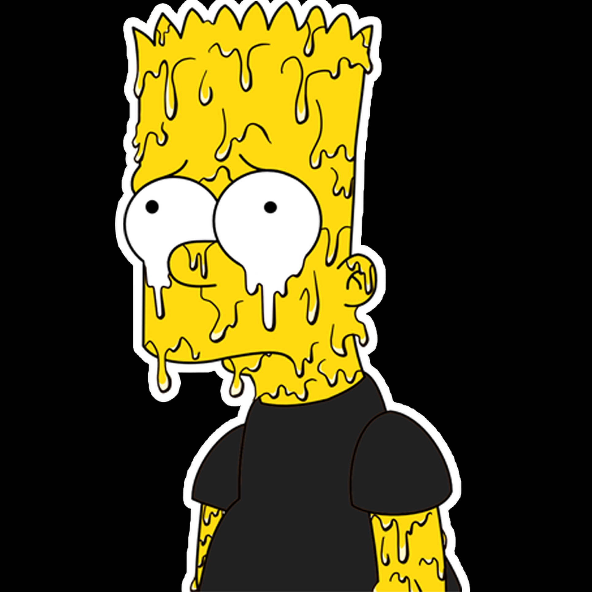 Bart Simpson, melting yellow goo, stark black background, Full HD Desktop Wallpaper