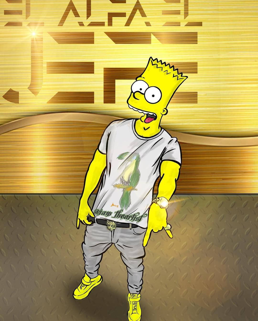 Bart Simpson, iPhone Theme, golden textured wall, HD Phone Wallpaper