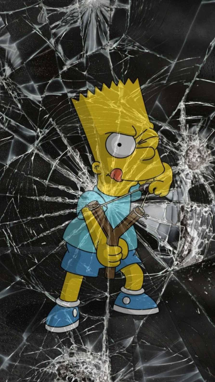 Bart Simpson, shattered glass, mischievous grin, HD Phone Wallpaper