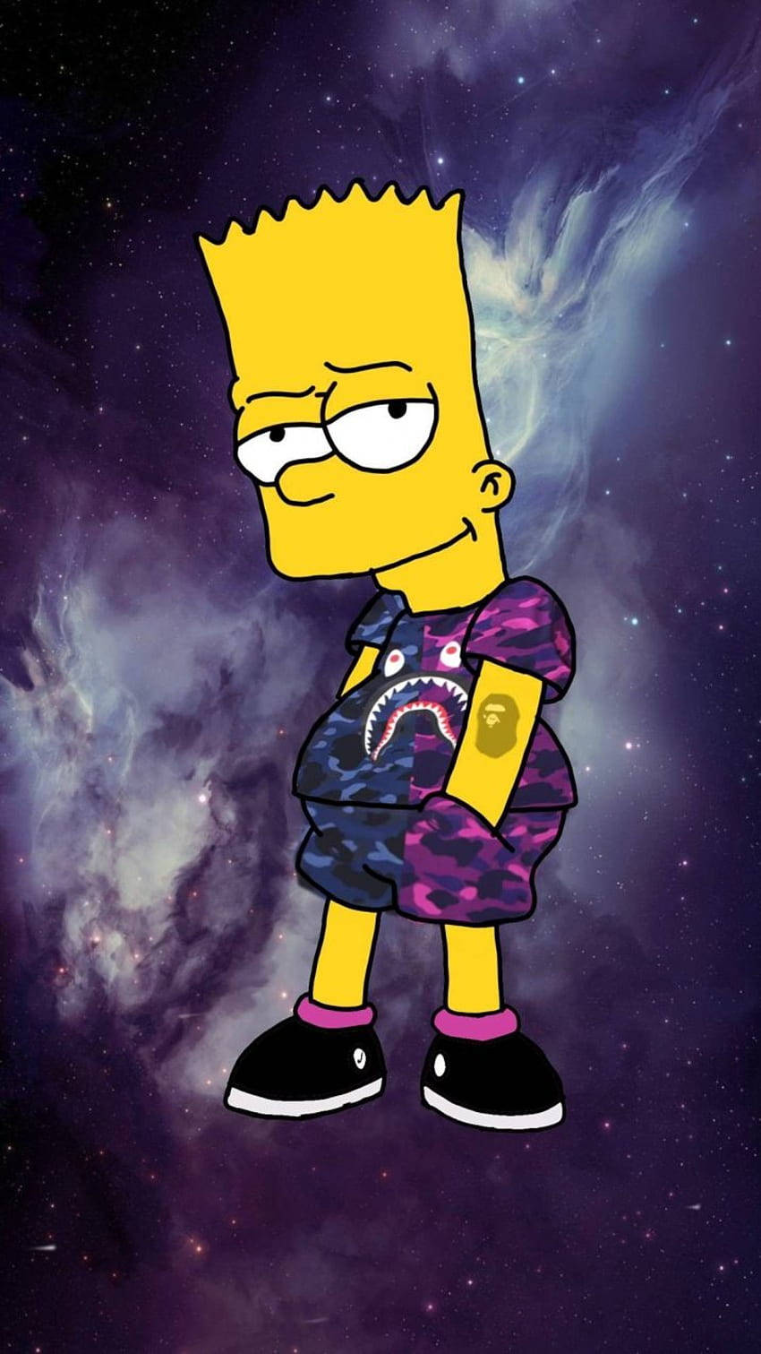 Bart Simpson, iPhone Theme, cosmic nebula, HD Phone Wallpaper