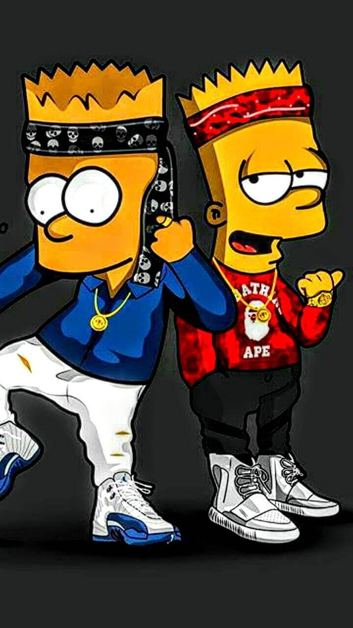 Bart Simpson, hip-hop style outfits, dark background, HD Phone Wallpaper