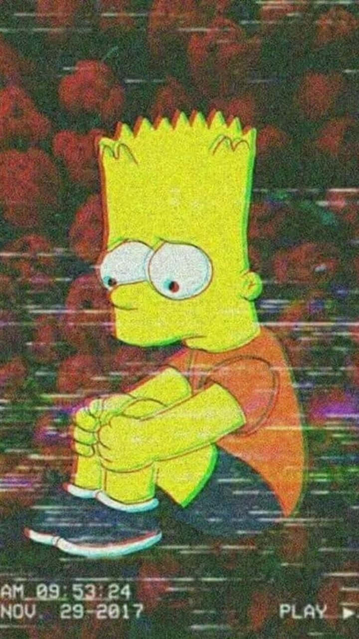 Bart Simpson, glitchy red background, digital distortion, HD Phone Wallpaper