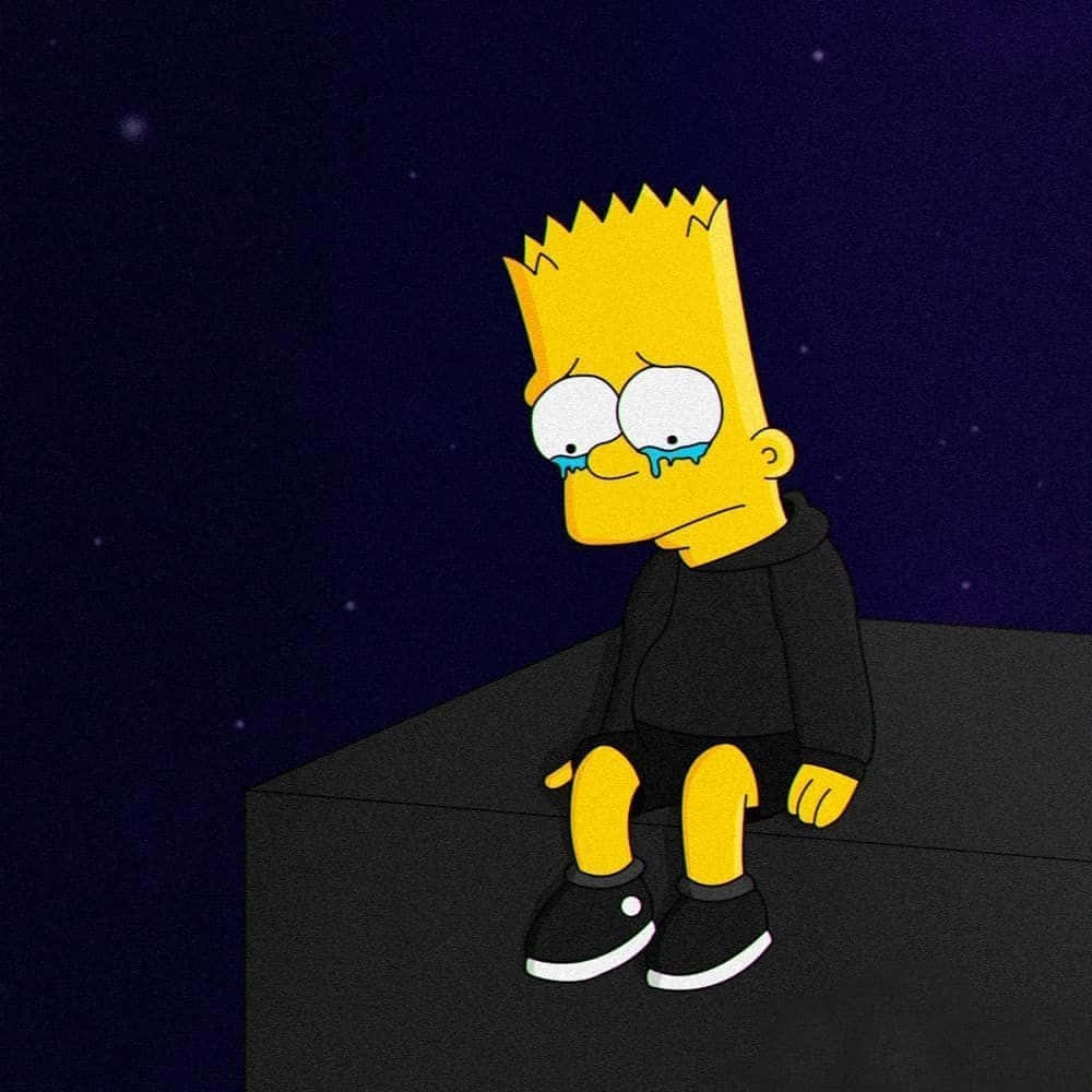 Bart Simpson, rooftop, night, SD Desktop Wallpaper