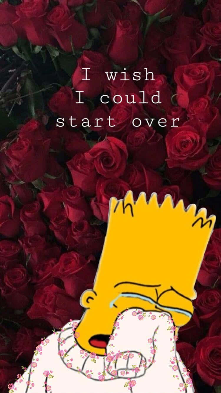 Bart Simpson, deep red roses, text overlay, HD Phone Wallpaper