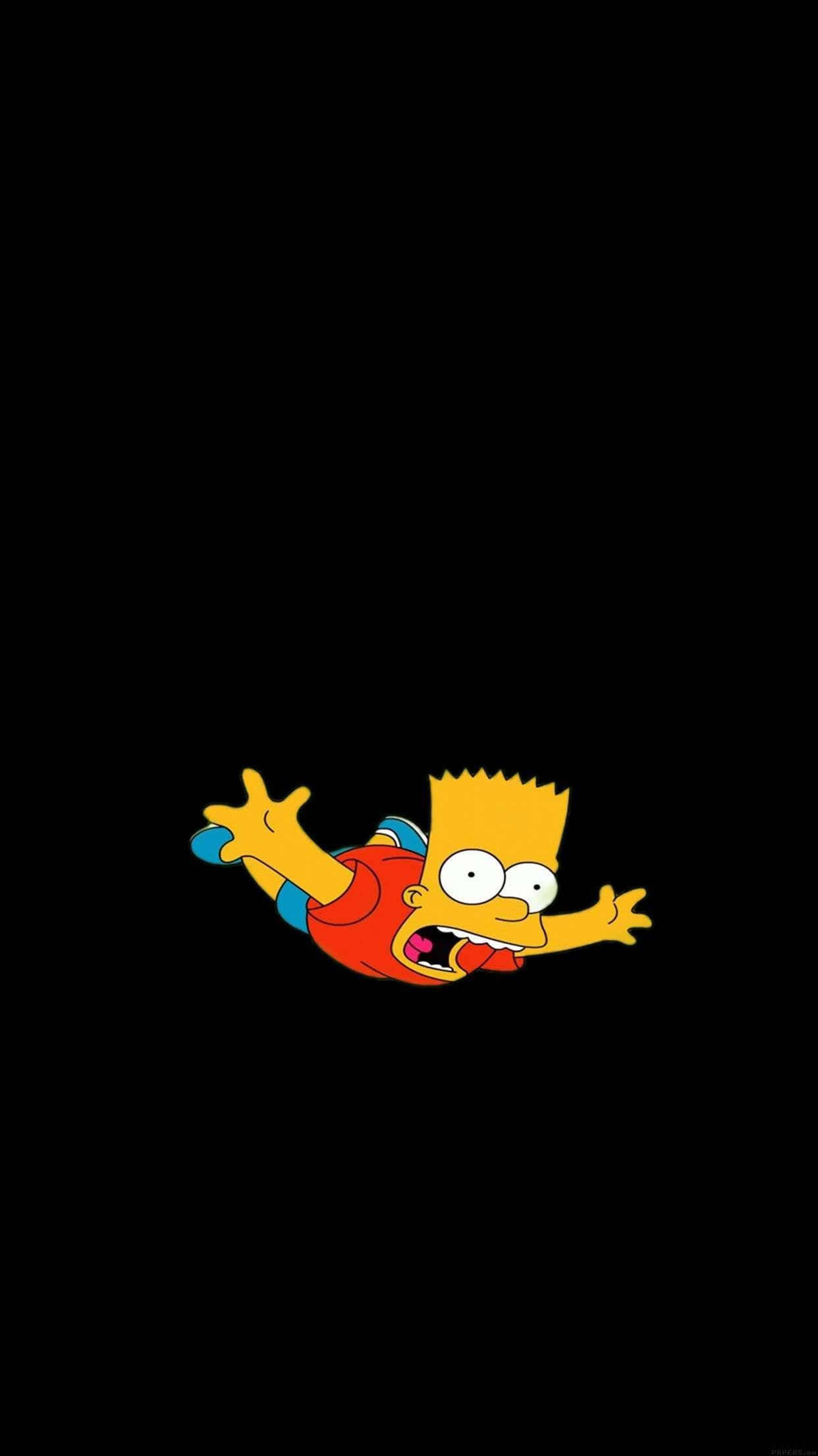 Bart Simpson, cartoon character, black void, Full HD Phone Wallpaper