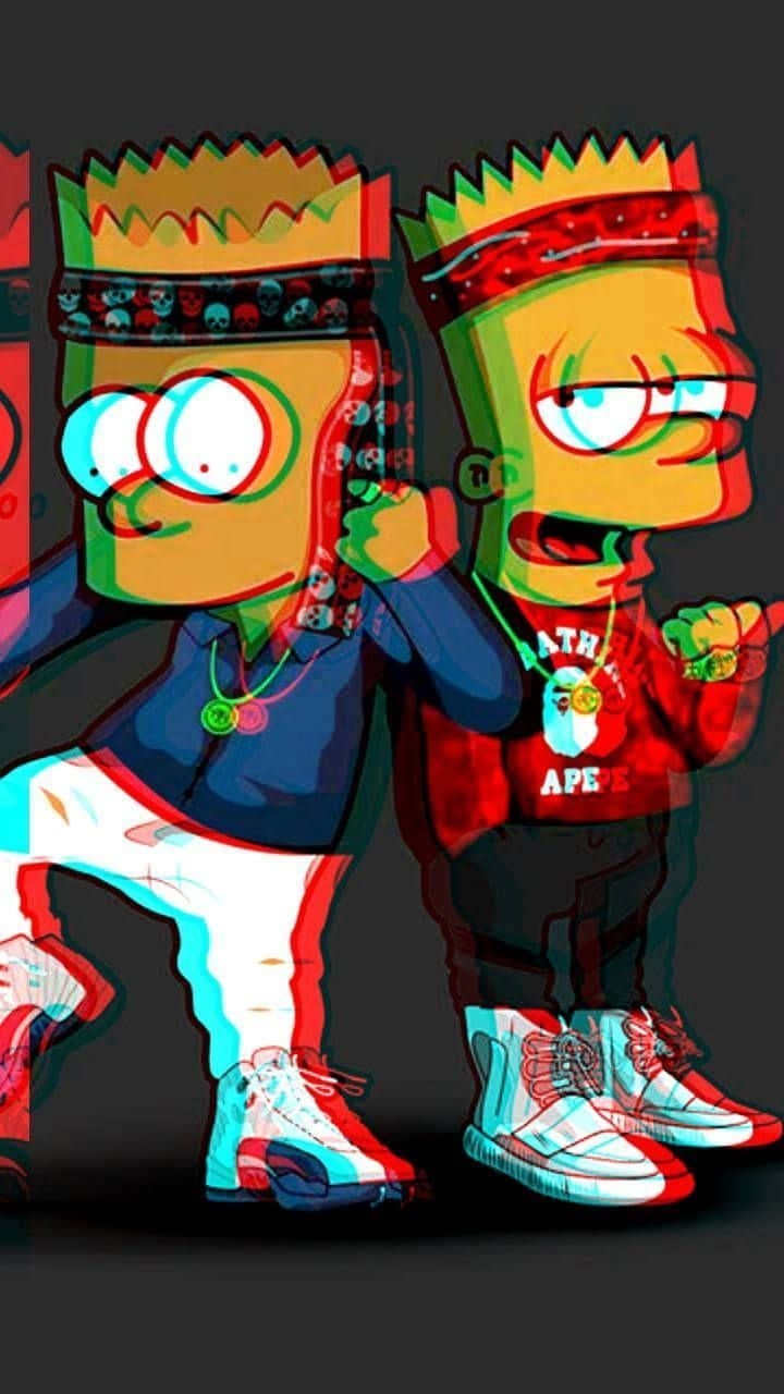 Bart Simpson, vibrant streetwear, glitchy color effects, HD Phone Wallpaper