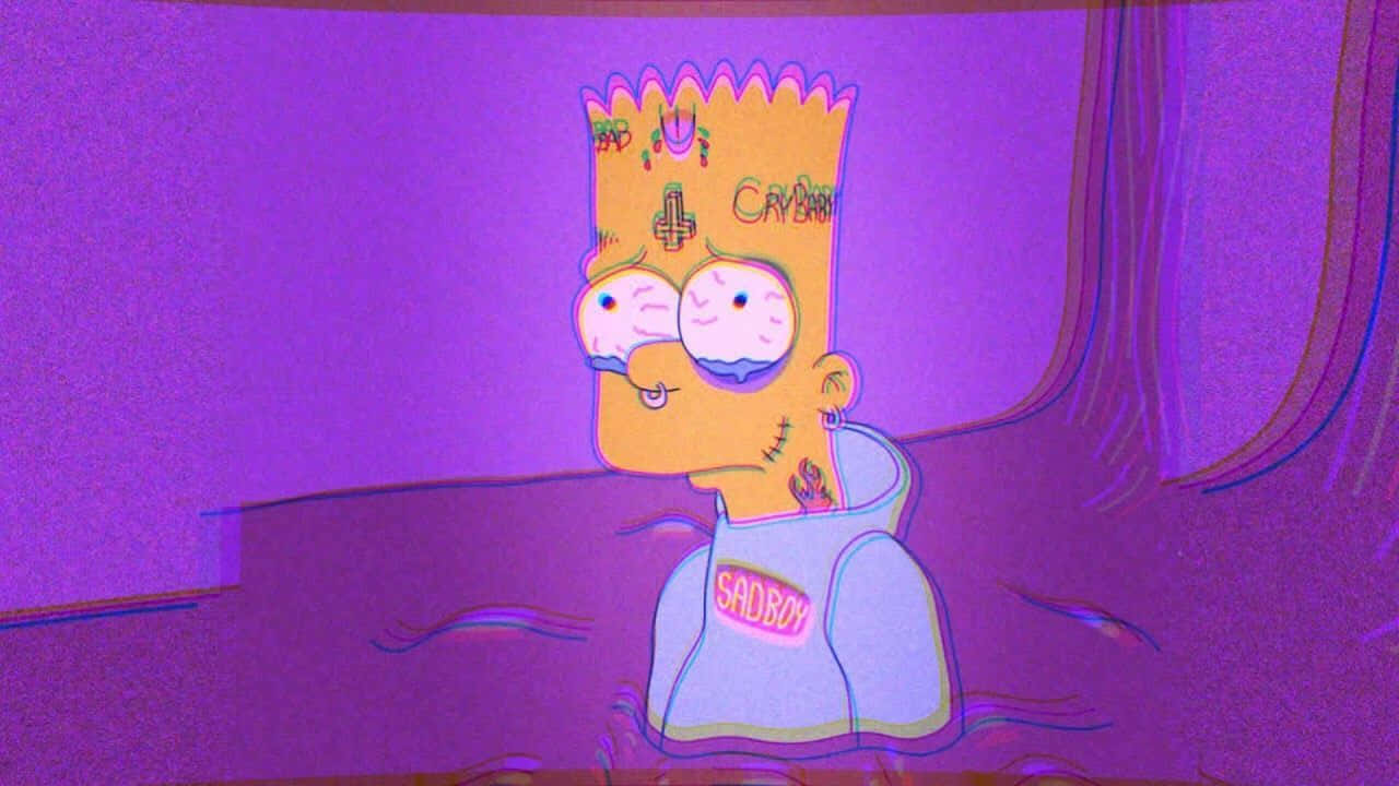 Bart Simpson, sadboy hoodie, purple room, HD Desktop Wallpaper