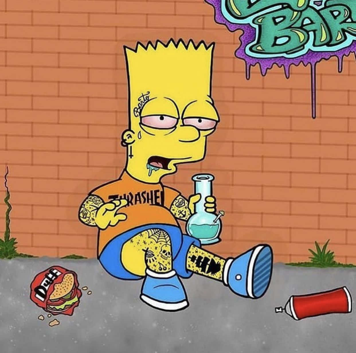 Bart Simpson, weed, bong, SD Desktop Wallpaper
