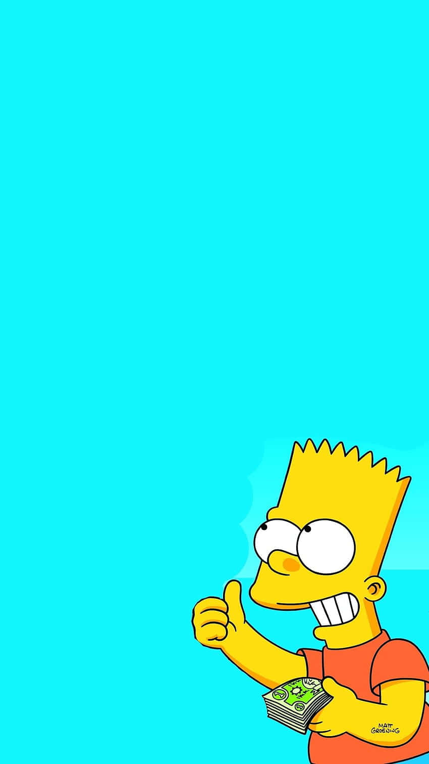 Bart Simpson, thumbs up, money, HD Phone Wallpaper