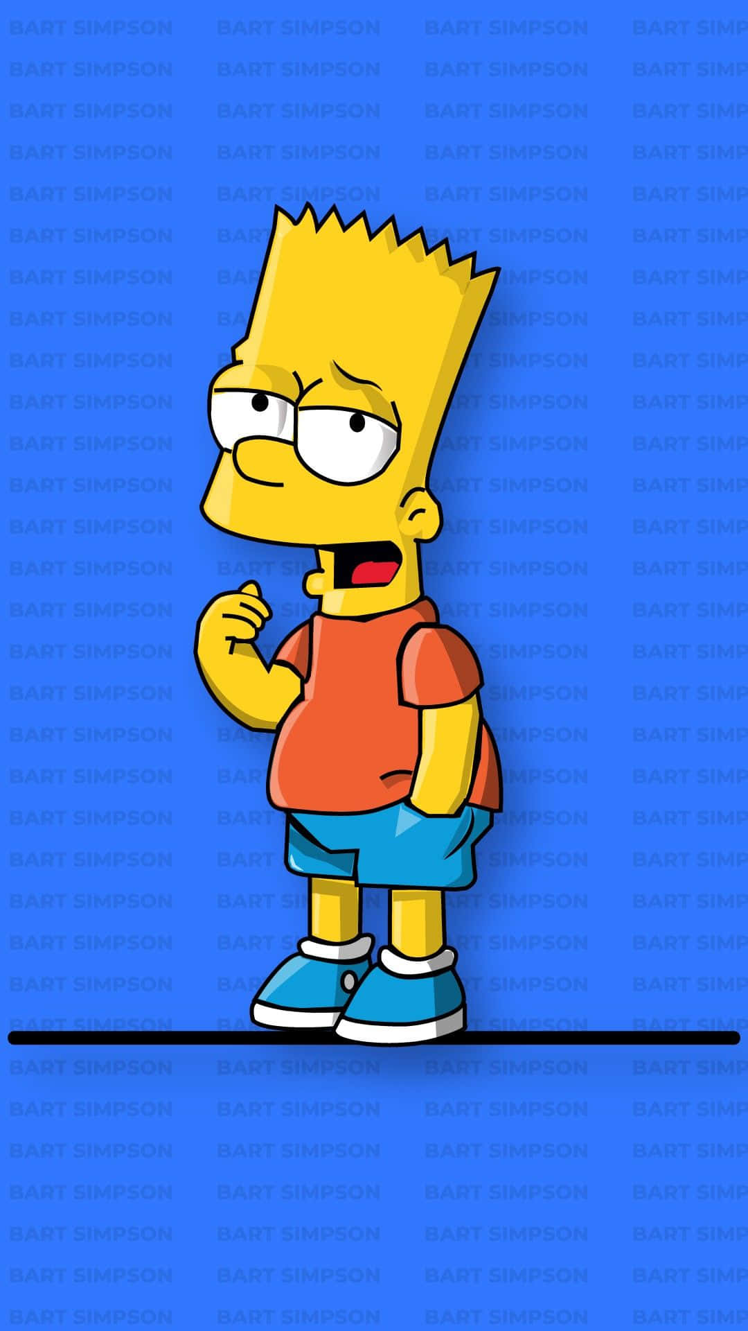 Bart Simpson, orange shirt, blue shorts, Full HD Phone Wallpaper
