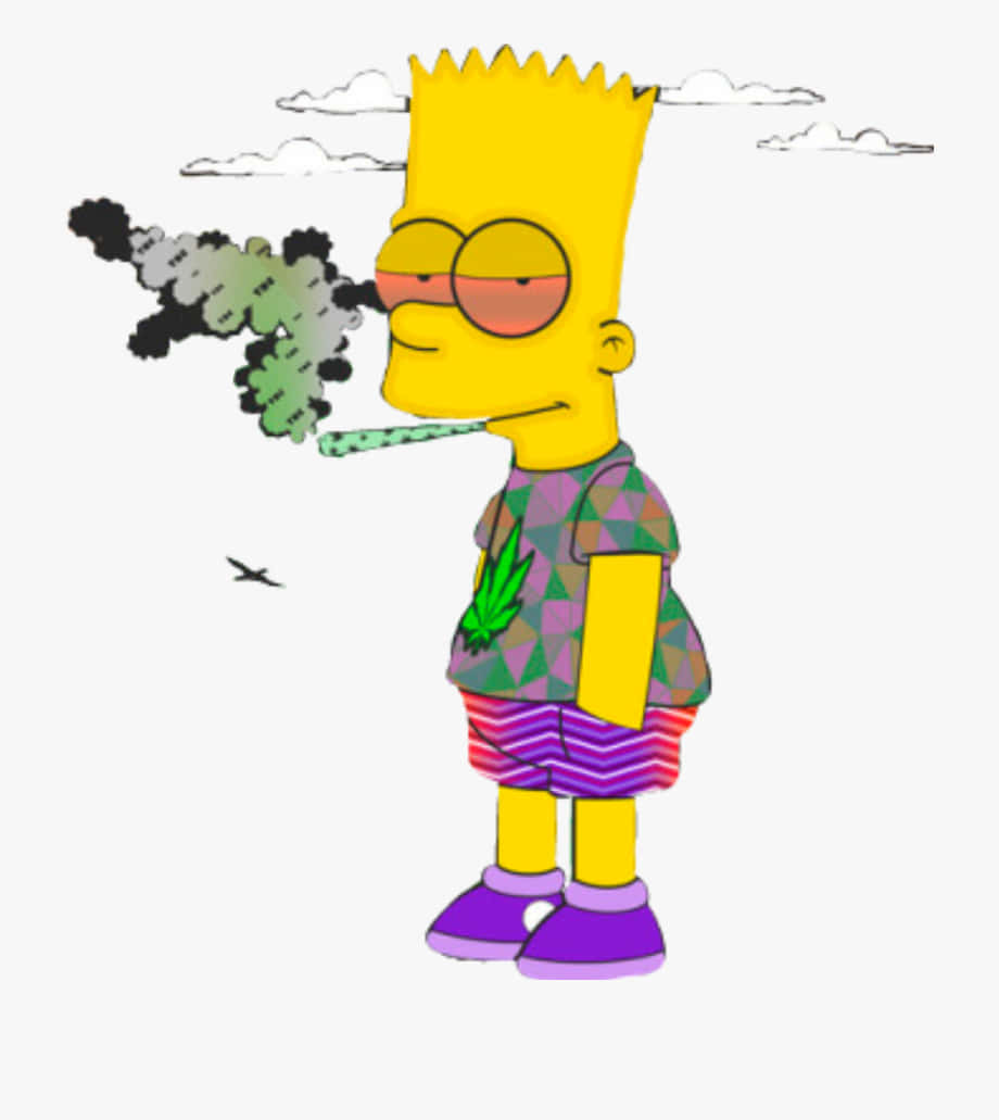 Bart Simpson, joint, psychedelic smoke trail, SD Phone Wallpaper