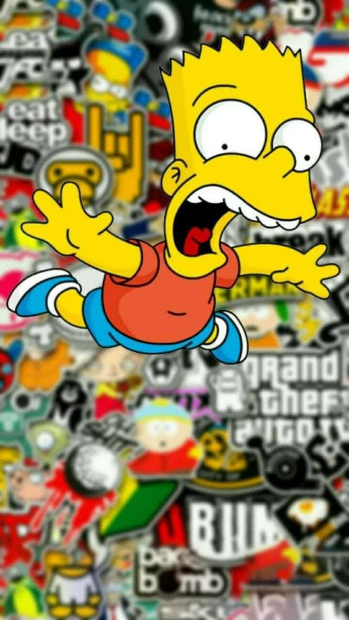 Bart Simpson, green smoke, vibrant wall, HD Phone Wallpaper