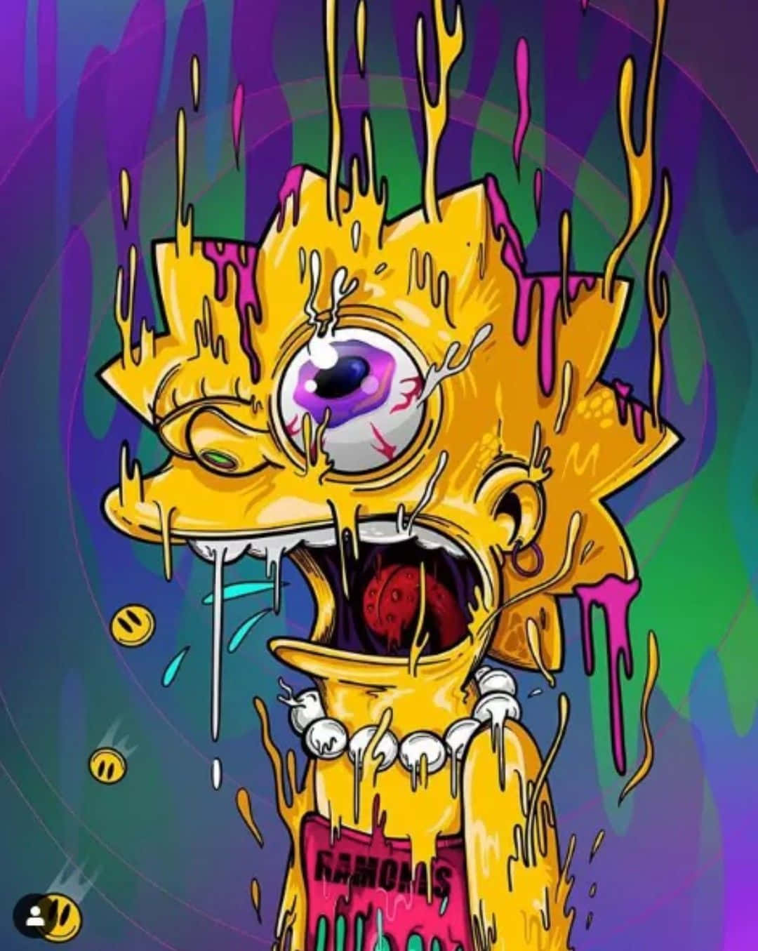 Bart Simpson, Weed, melting yellow skin, HD Phone Wallpaper