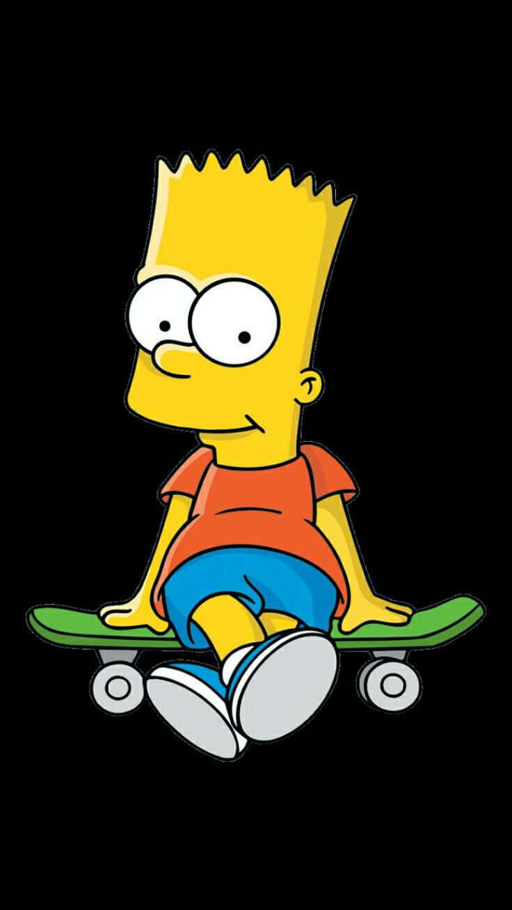 Bart Simpson, green skateboard, spiky yellow hair, HD Phone Wallpaper