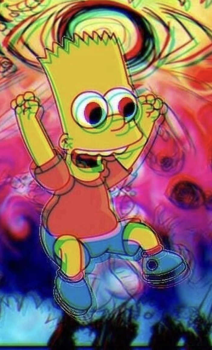 Bart Simpson, psychedelic swirling colors, distorted patterns, SD Phone Wallpaper