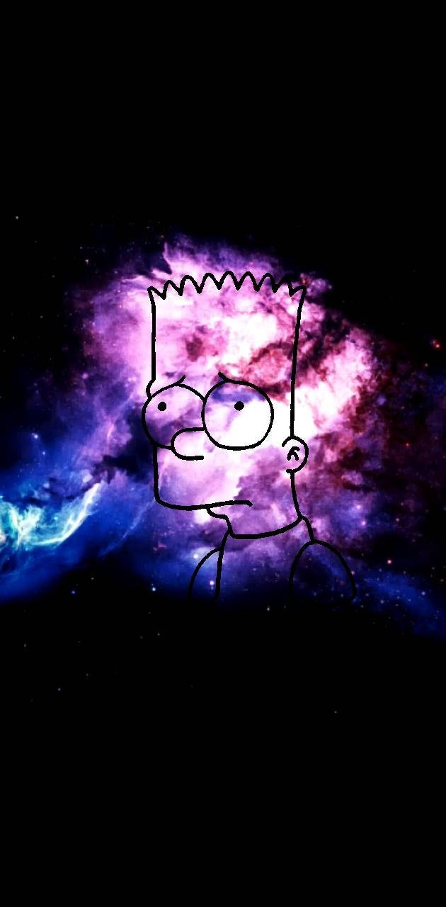 Bart Simpson, galaxy, vibrant purple, HD Phone Wallpaper