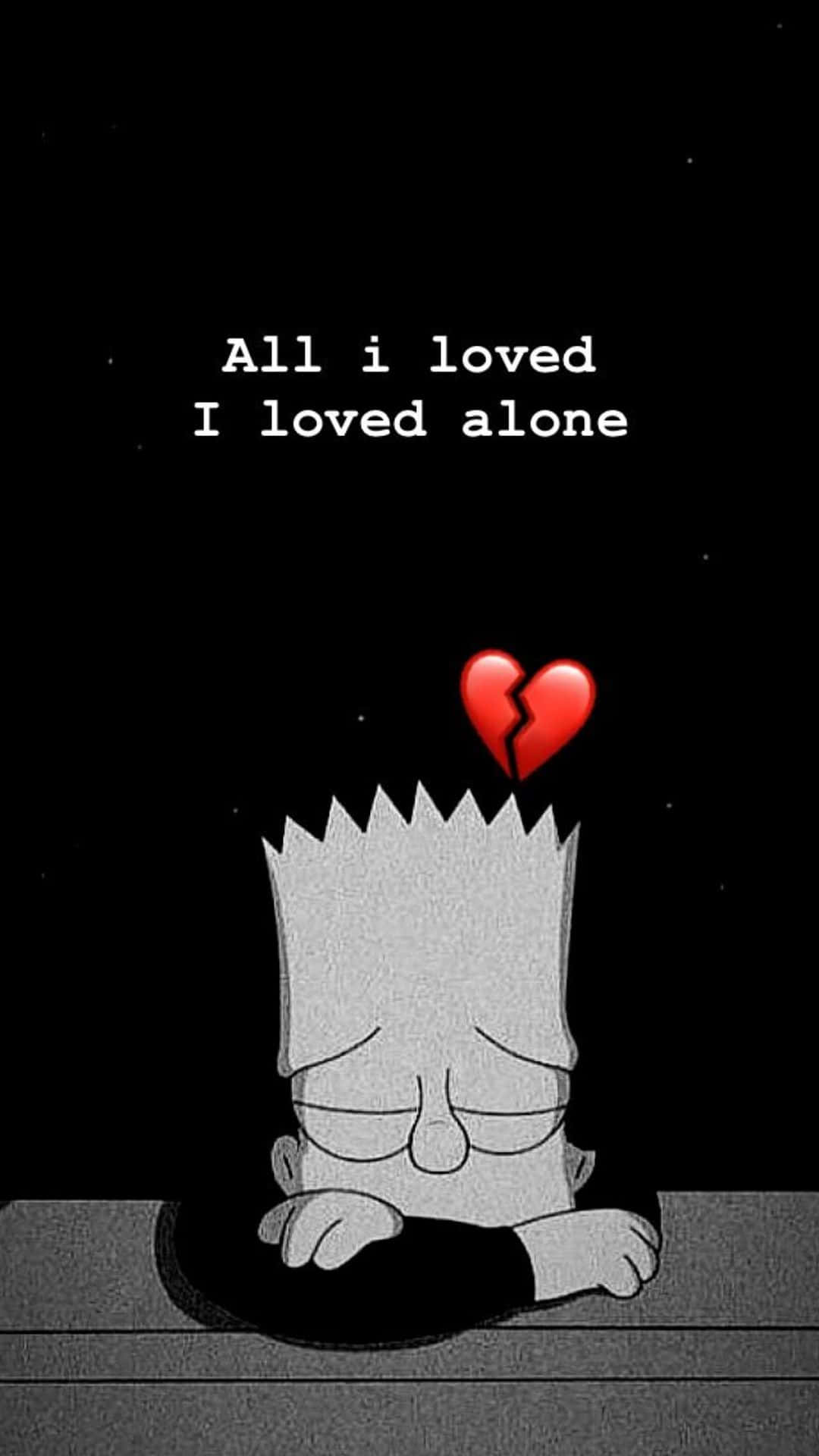 Bart Simpson, Black Heart, starry black background, Full HD Phone Wallpaper