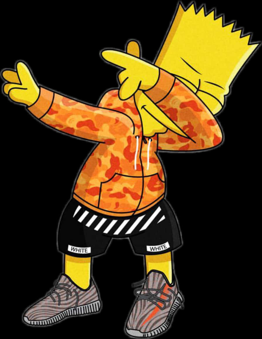 Bart Simpson, camouflage hoodie, striped shorts, SD Phone Wallpaper