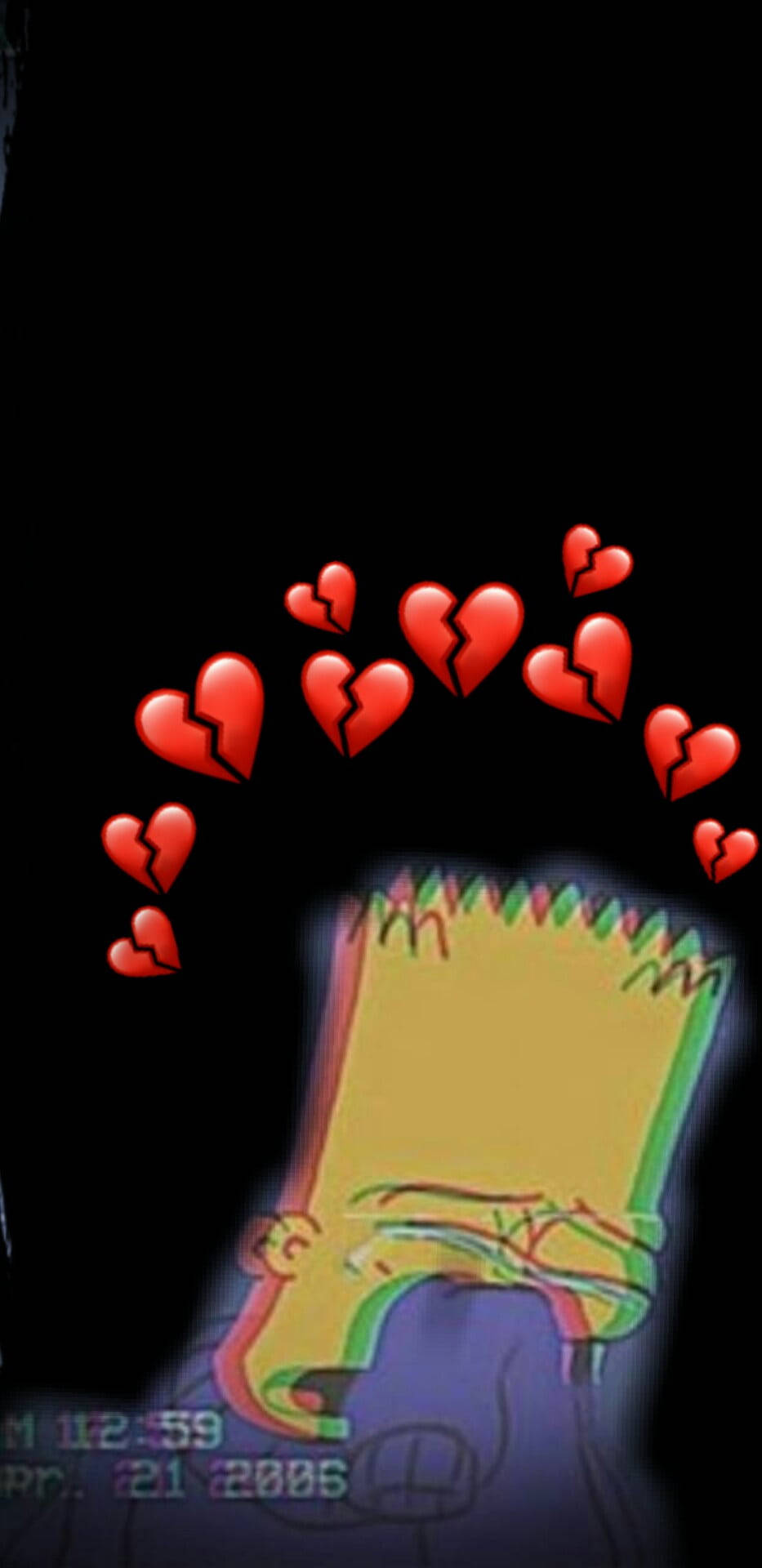 Bart Simpson, rainbow outlines, black background, Full HD Phone Wallpaper